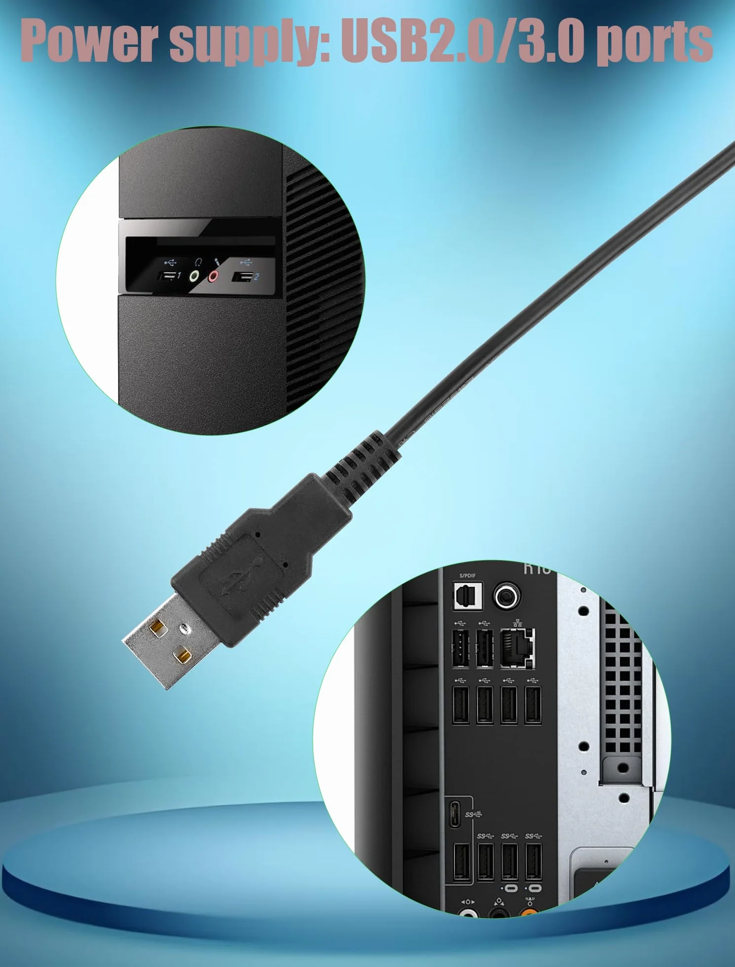 2-pak USB na SATA Power Cable, 50 cm 22AWG Tinned Copper Cord for SATA HDD/SSD 2.5", zasilanie przez port USB / ładowarkę / power bank (bez transferu danych, tylko 5 V, nie nadaje się do