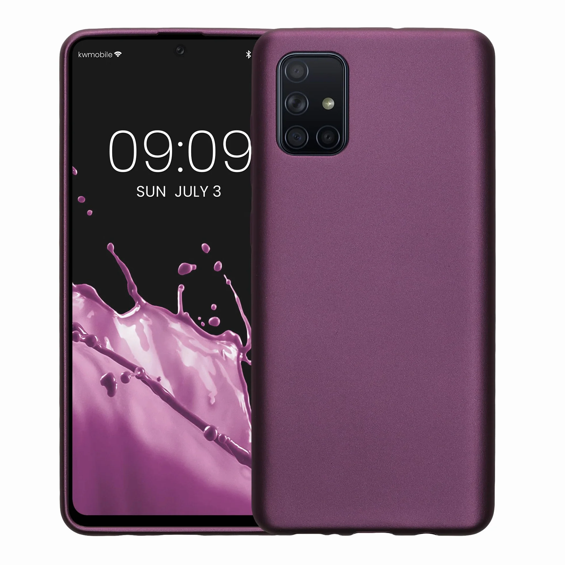 kwmobile Etui Samsung Galaxy A71 Silikon Metaliczny Połysk Lawenda
