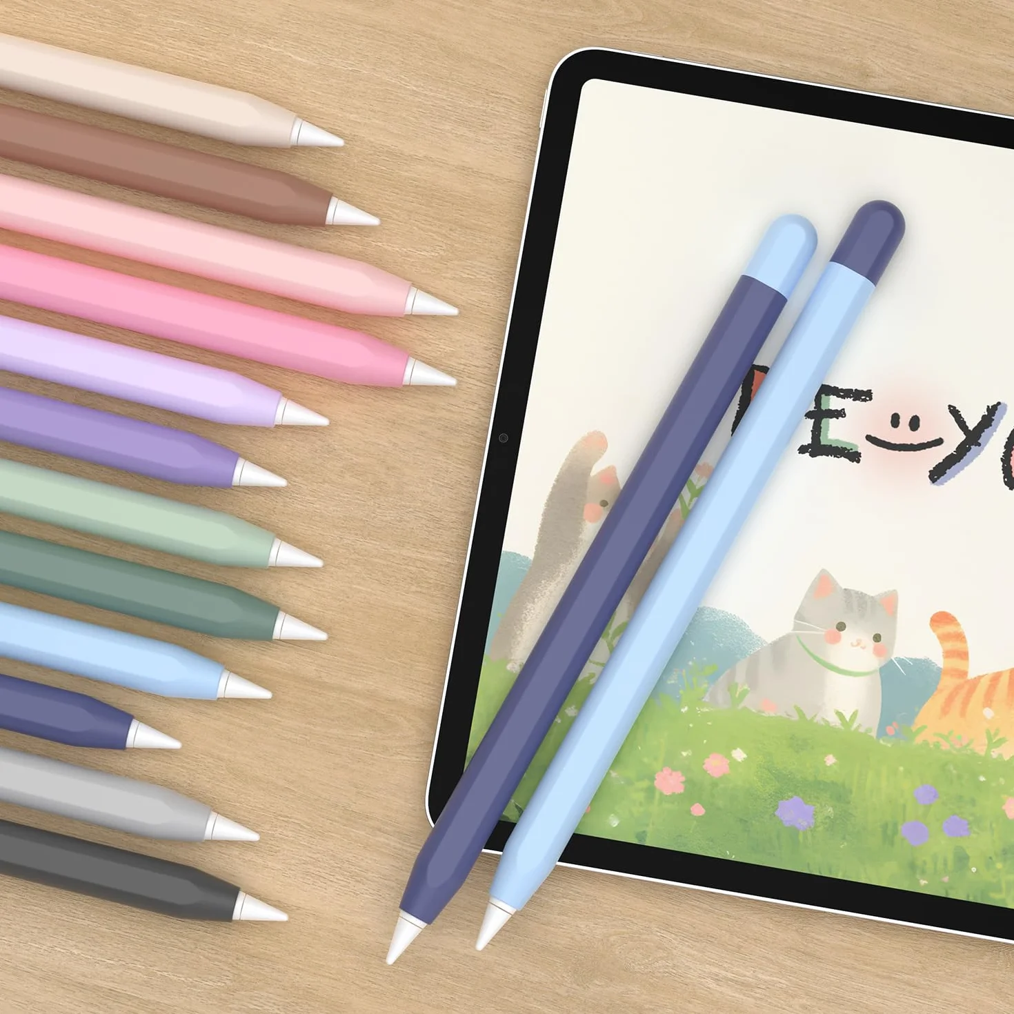 2 sztuki silikonowe etui kompatybilne z Apple Pencil 2. generacji Case i Apple Pencil Pro Cover, kompatybilne z ładowaniem magnetycznym i Double Tap (niebieski + granatowy)