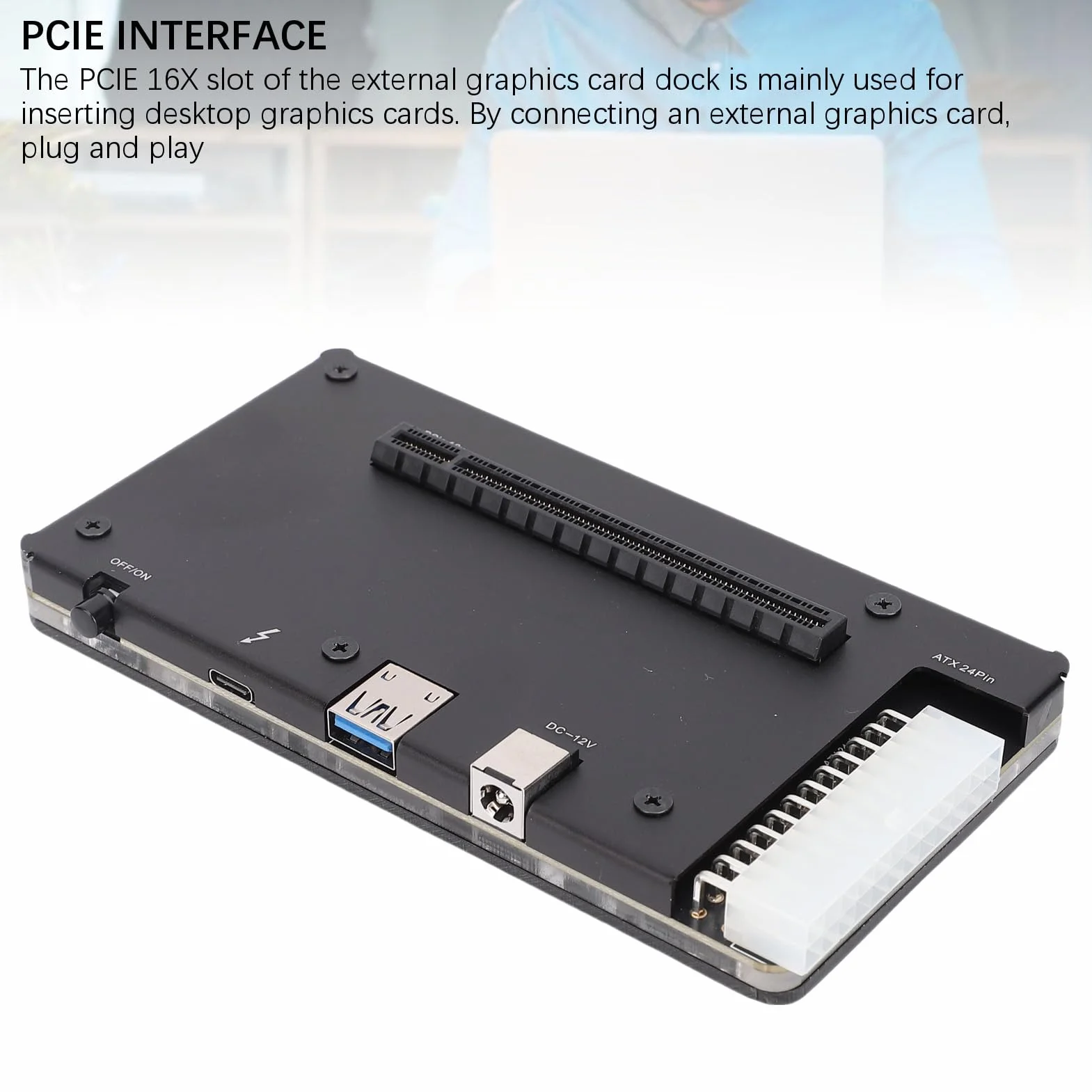 ciciglow Zewnętrzna Stacja Dokująca GPU, Zewnętrzny Procesor Graficzny Pasujący do Stacji Dokującej Karty Graficznej Thunderbolt 4 EGPU z Interfejsem USB4.0 ATX 24Pin PCIE, Obudowa EGPU