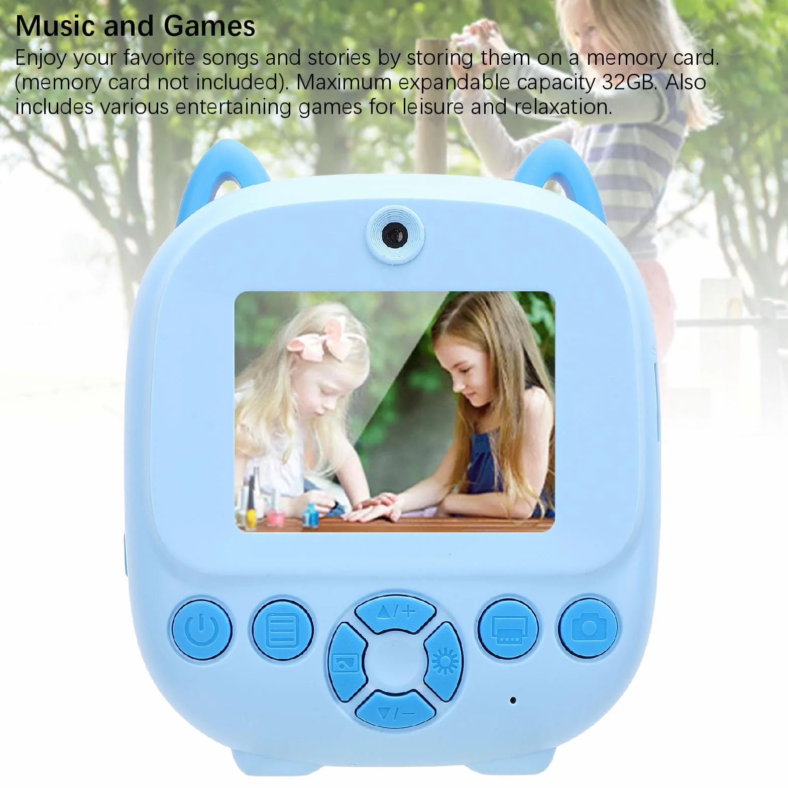 Instant Print Camera, 48MP 1080p Termiczny Druk Bez Atramentu, Przenośne Prezenty Aparatu Cyfrowego dla Dziewcząt Chłopców (BLUE)