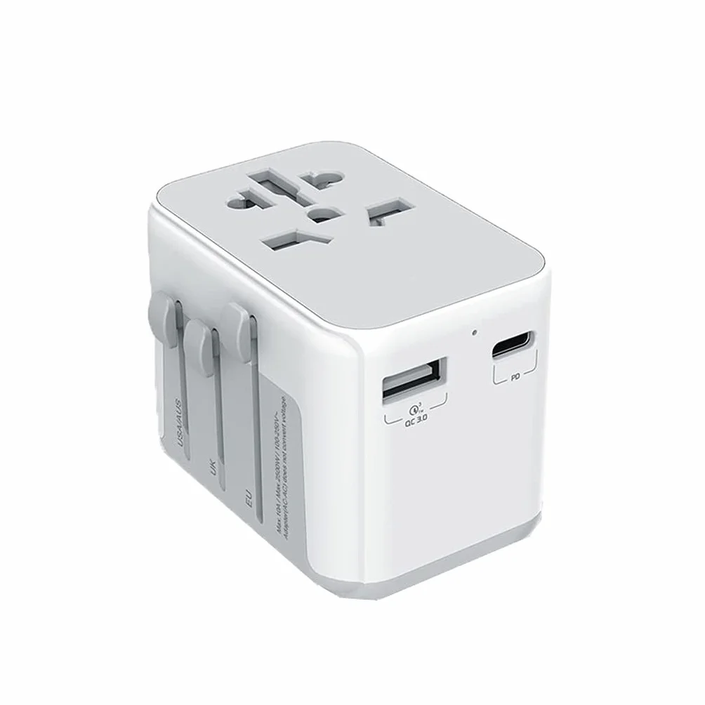 International Plug Converter, Universal International Travel Power Adapter, Adapter europejski, na całym świecie AC. Adaptery wylotowe (Color : PD+QC)