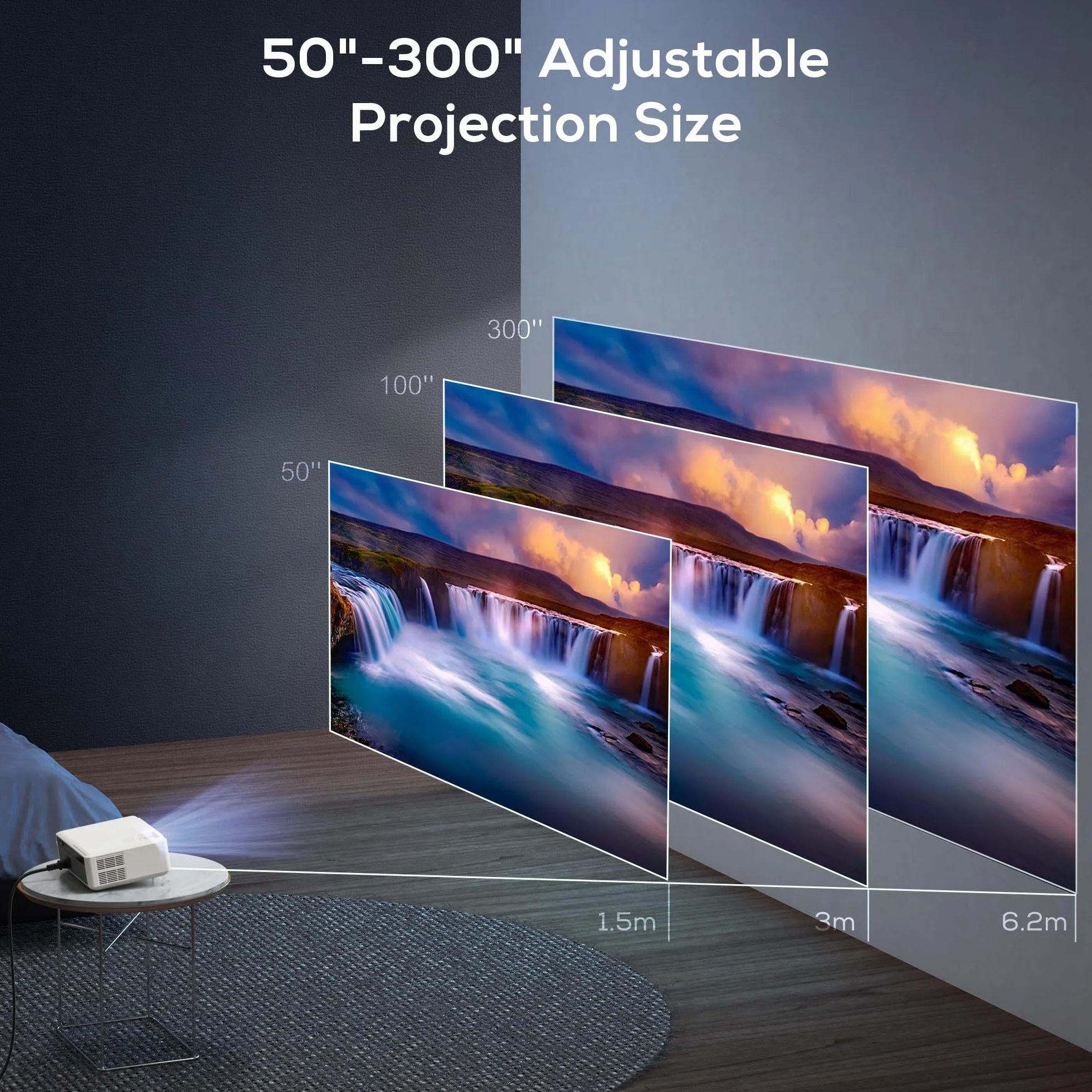 Projektor AKIYO O8 WiFi Full HD 1080p, przenośny projektor filmowy do kina domowego, kompatybilny z systemem iOS/Android/tabletem/PC/TV Stick / USB
