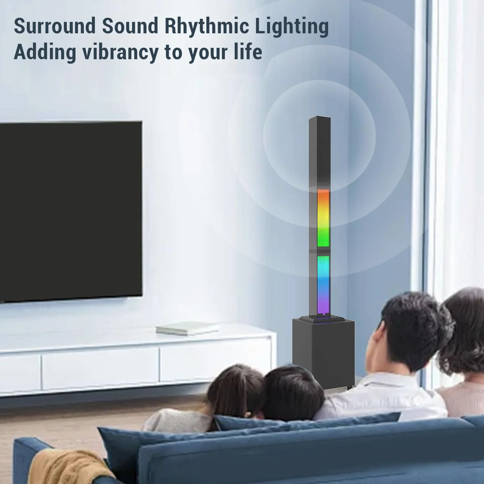 Głośnik Bluetooth RGB z Pilotem, Oświetleniem Otoczenia Bezprzewodowy Głośnik Bluetooth 5.0 z Dźwiękiem 3D do Kina Domowego Karaoke, Czarny (LICAEVEYnw870mz3vq-11)