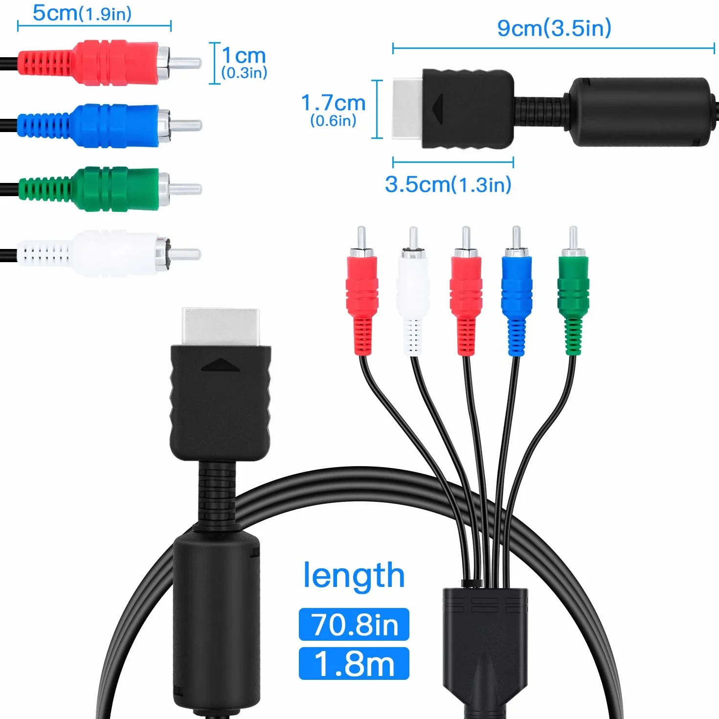 Kabel AV komponentowy HD do Sony PlayStation PS2 PS3