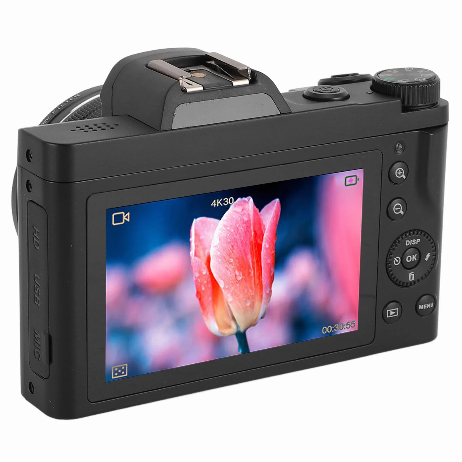 Cyfrowy Aparat Fotograficzny 5K do Fotografii, Aparat do Vlogowania o Rozdzielczości 48 MP z automatyczną regulacją Ostrości, Kamera Wideo z 16-krotnym Zoomem Cyfrowym i Ekranem