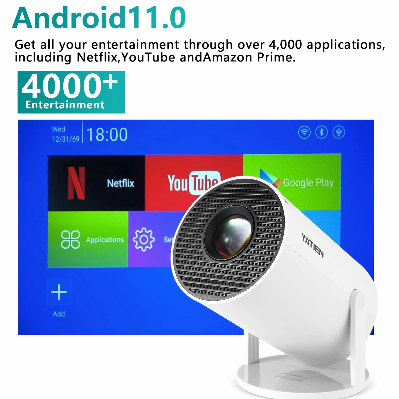 Mini Projektor Przenośny Projektor Film Kino Domowe Sypialnia Student Sypialnia Projektor Zegar Konkurs Piłka Nożna Koszykówka Party dla Laptopa Smartfon Wbudowany TV Stick Gra