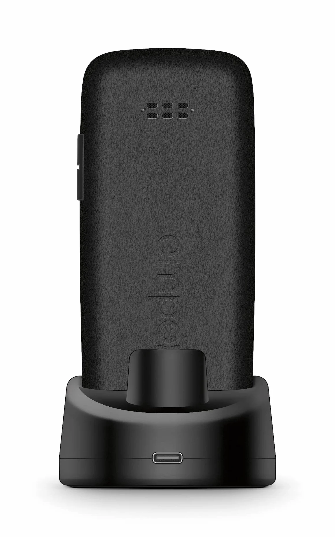 Emporia Happy Starszy telefon komórkowy, wysokiej jakości, wytrzymały telefon, kolorowy wyświetlacz, Bluetooth, 3 szybkie przyciski, duże podświetlane przyciski, stacja ładowania, czarny (Włochy)