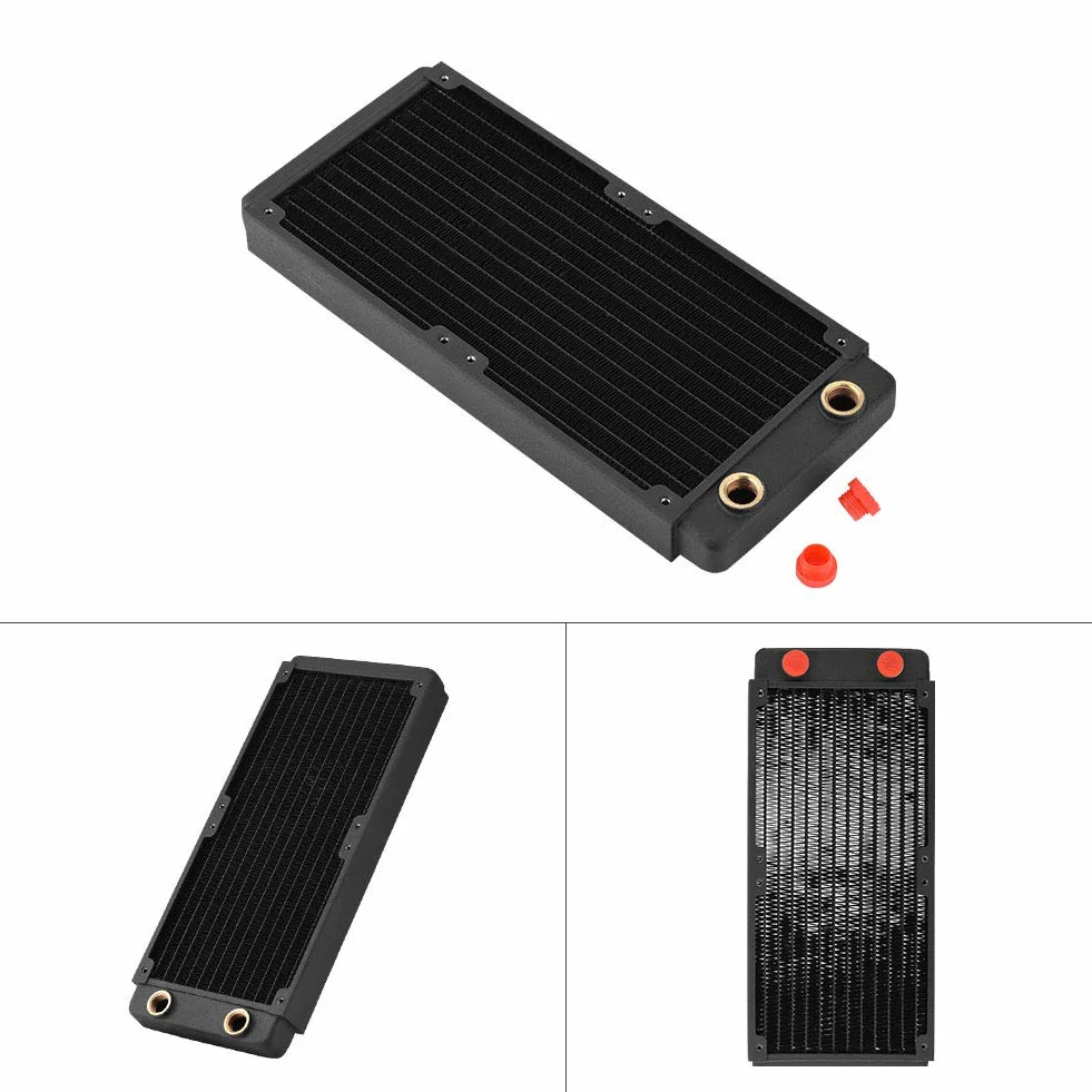 GOWENIC Wysokowydajny Wymiennik Ciepła Cieczy 360 Mm |Chłodnica Miedziana do Portu G1/4 Chłodzenia Wodnego Komputera PC (240 mm)