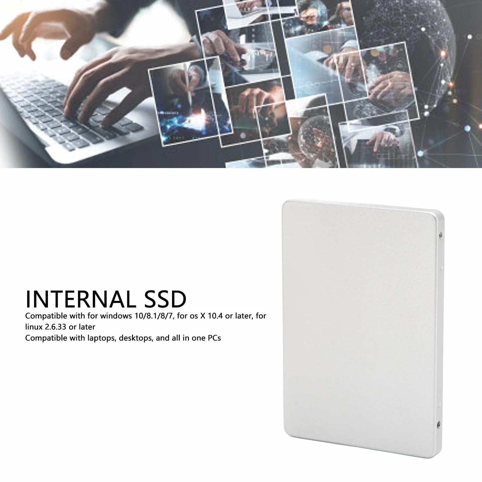 Dysk SSD do Laptopa, Niski Pobór Mocy, Odporny na Wstrząsy 2,5-calowy Wewnętrzny Dysk SSD III, Zwiększona wydajność do Komputerów Stacjonarnych (512GB)