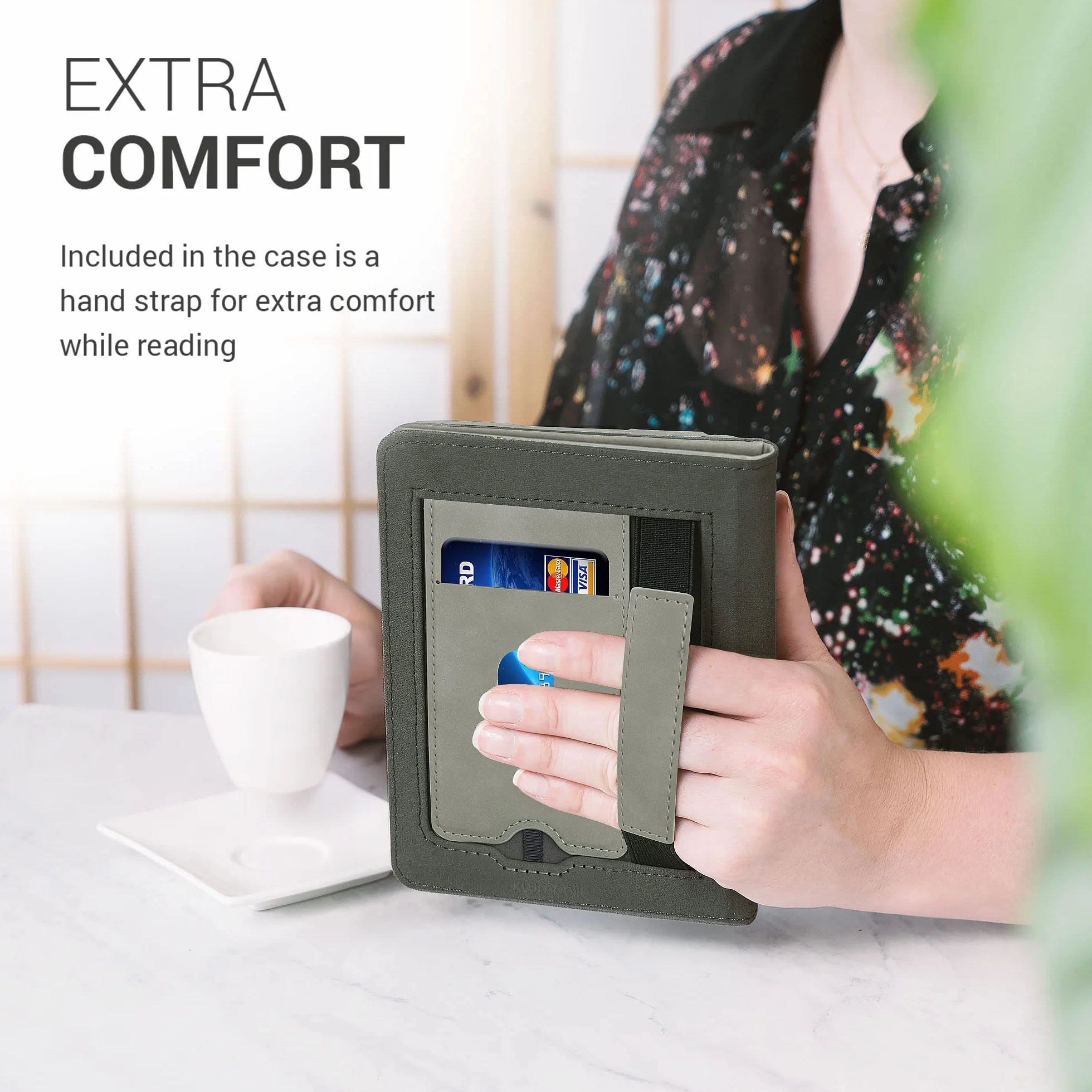 kwmobile e-czytnik etui kompatybilne z Pocketbook Touch Lux 4/Lux 5/Touch HD 3/Color (2020) - Pokrowiec ochronny Rosace Szary