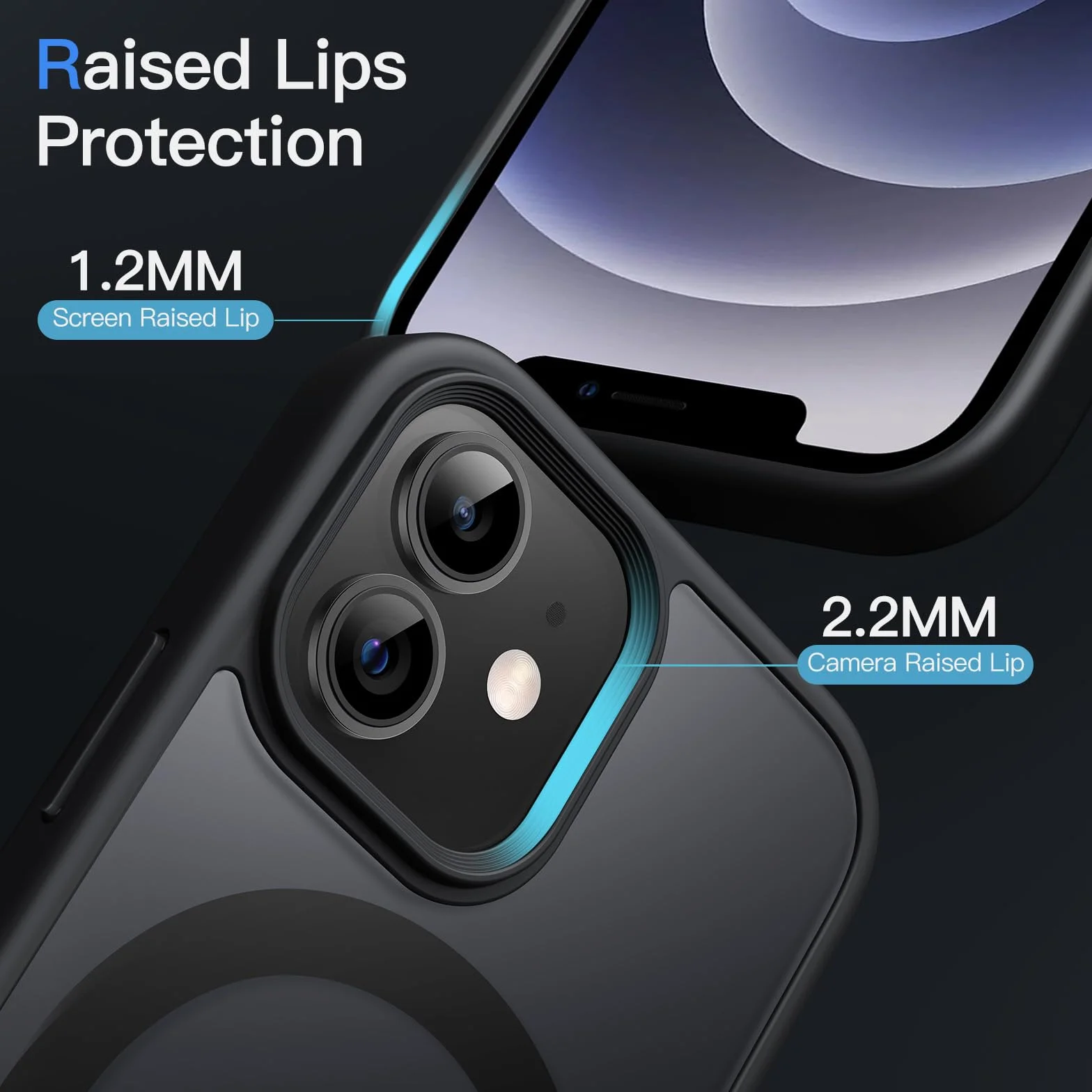 JETech Etui iPhone 12/12 Pro Magnetyczne MagSafe 6,1 Cala Półprzezroczysty Matowy Cienki Odporny Case Czarny