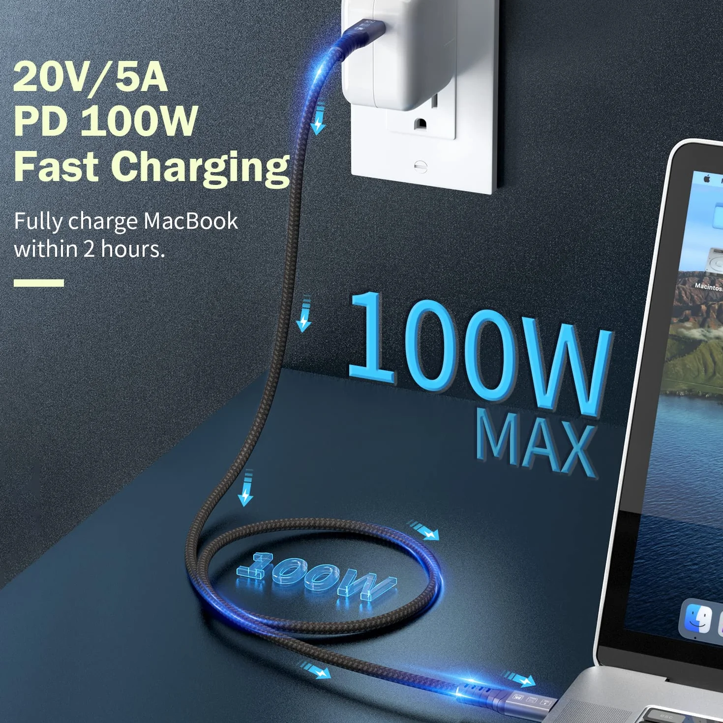 USB C Thunderbolt 4 kabel 1,5 m 40 Gb/s pleciony USB4 8K 60 Hz PD 100 W TB4