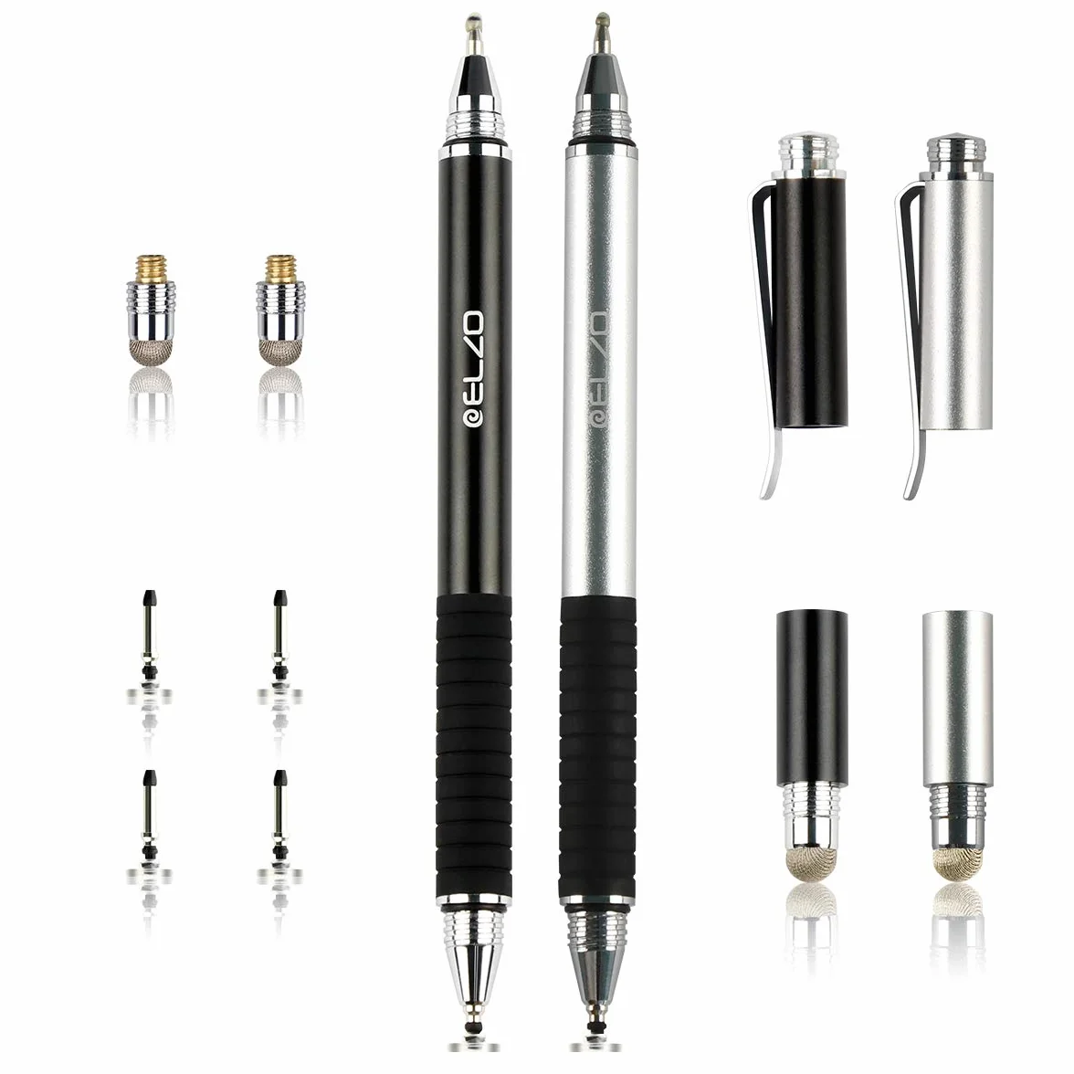 ELZO Rysik do tabletu, 2 sztuki, 3 w 1, do wszystkich telefonów komórkowych/tabletów, iPhone, iPad, Samsung Galaxy, Surface, Lenovo, Huawei, Xiaomi, Chromebook, Android iOS itp