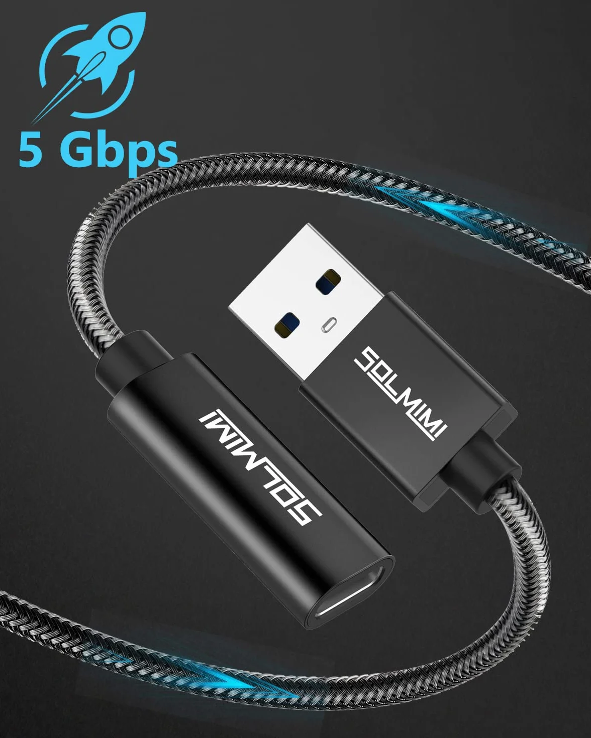Przewód USB C żeński na USB męski 1,2m do smartfona laptopa