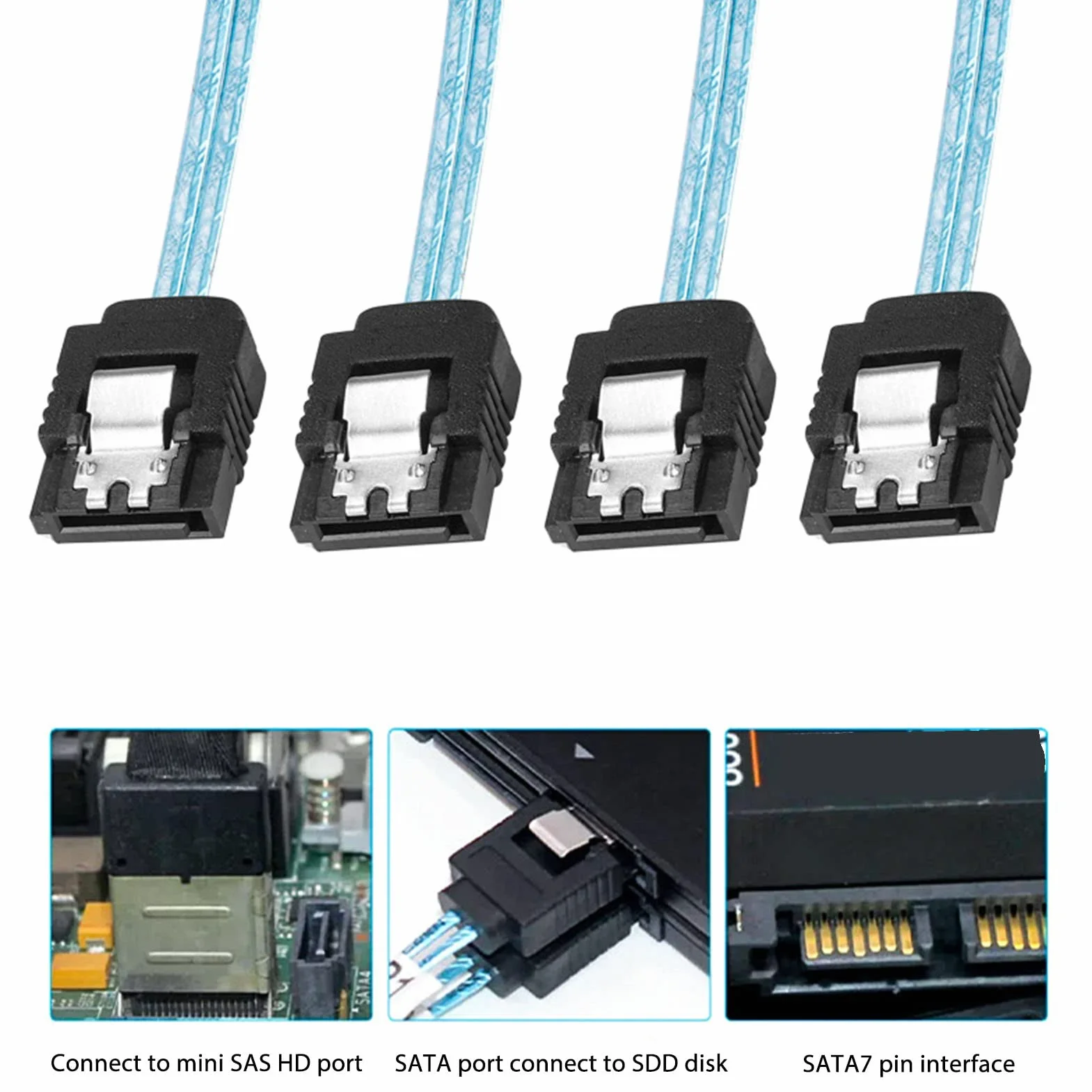 Kabel SAS, SFF-8654 do 4 SATA 7Pin Server Disk Array Cable SF-103 Wbudowany Slim SAS, Mini PVC Akcesoria komputerowe. (1 m / 3,3 stopy)