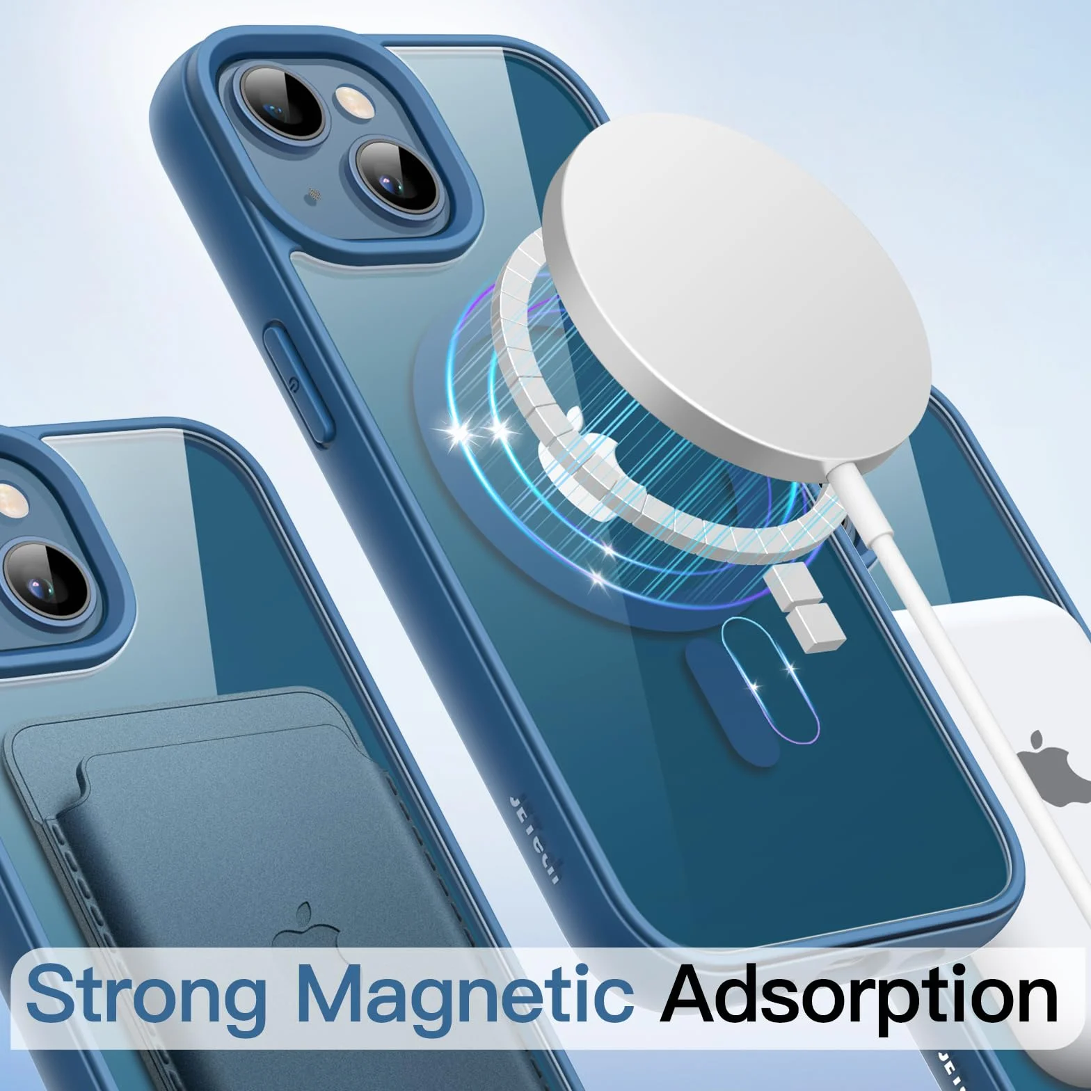 JETech Etui Magnetyczne iPhone 13 6,1 Cala MagSafe Odporny na Wstrząsy TPU Matowe Niebieski