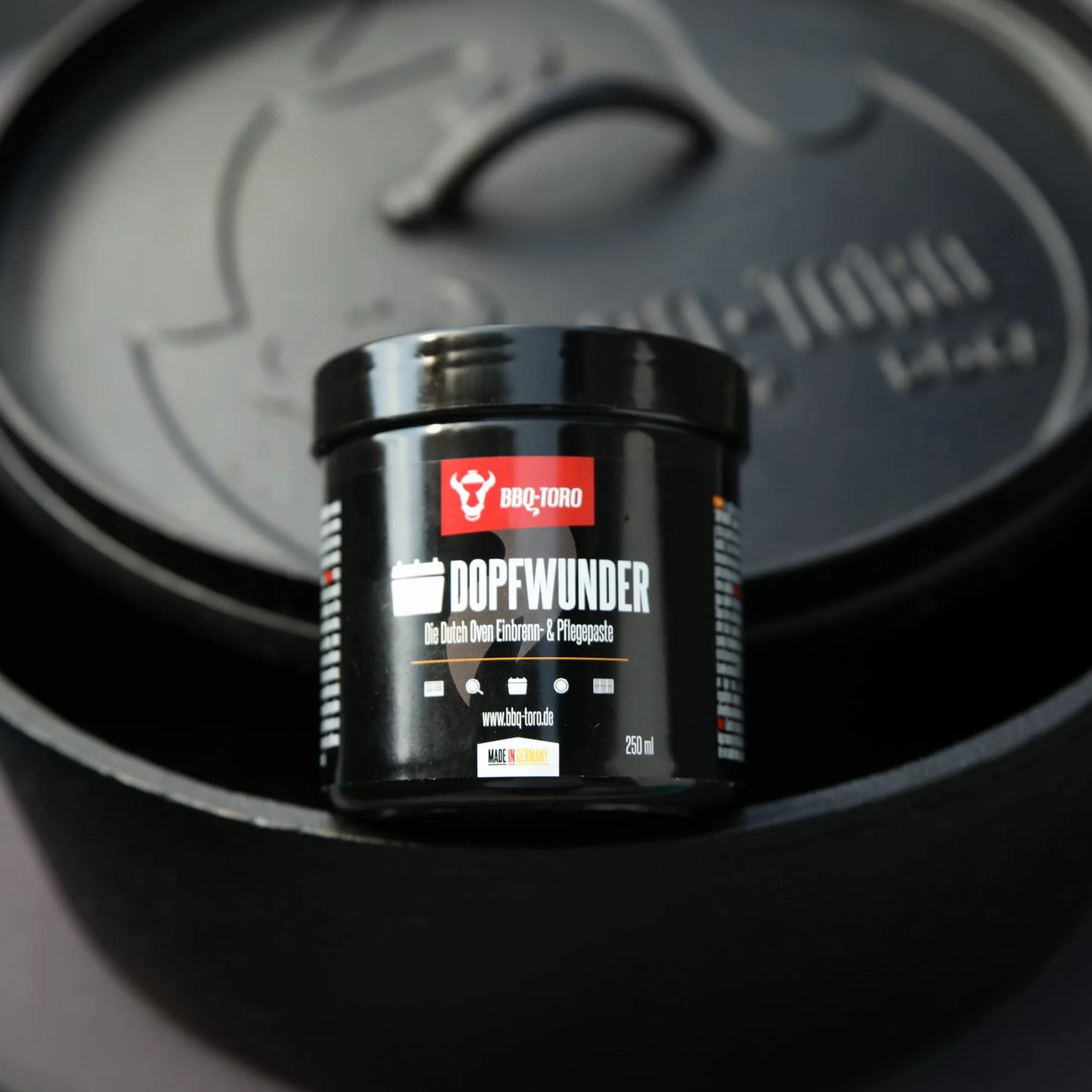 BBQ-Toro DOPFWUNDER Ciasto do pieczenia holenderskiego | 250 ML | Pasta do pielęgnacji akcesoriów żeliwnych