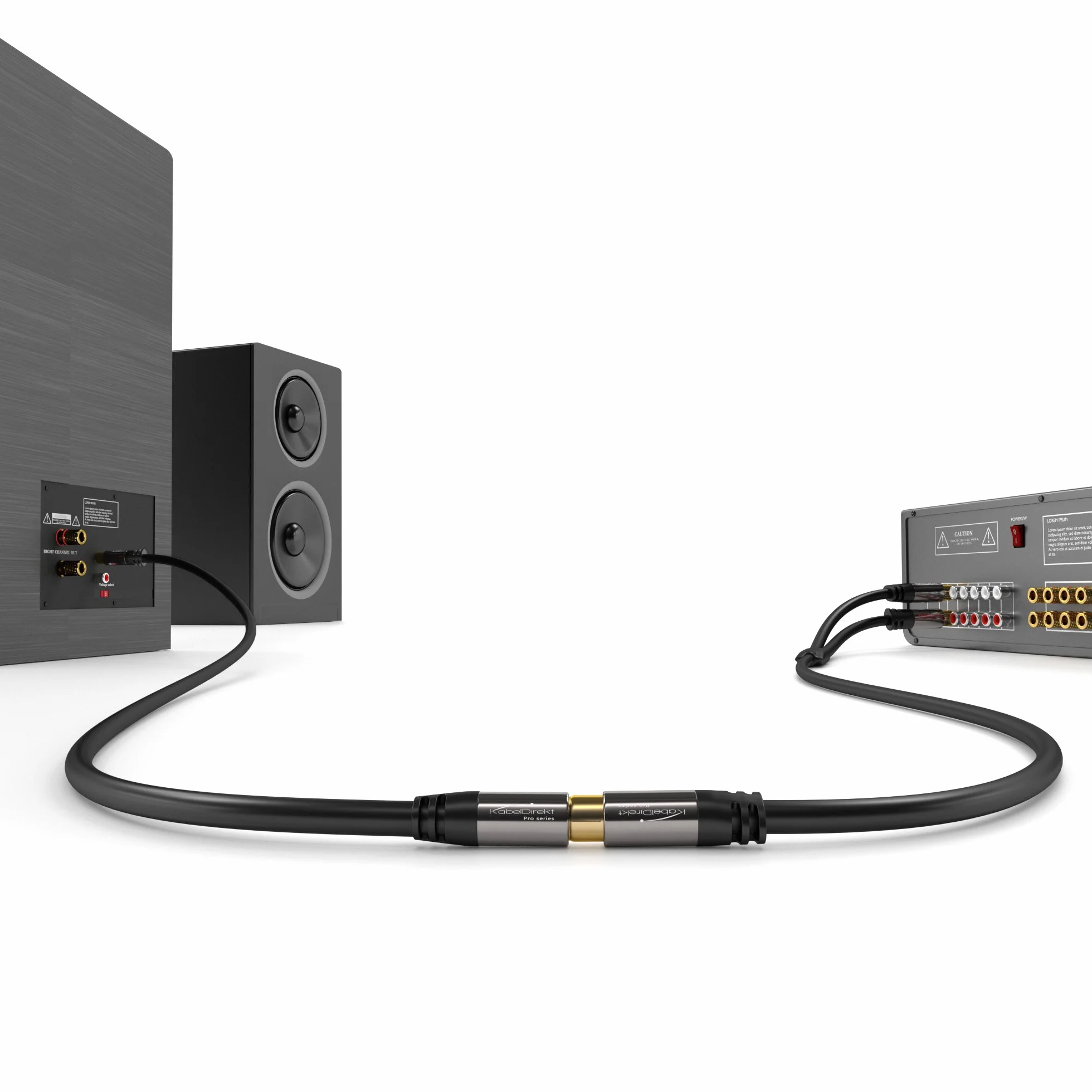 KabelDirekt – Kabel przedłużający Cinch – 1 m – Nietłukący kabel hybrydowy zapewniający doskonałą jakość dźwięku (Subwoofer/Audio, wtyczki RCA do gniazda, wzmacniacz/HiFi, analogowy i cyfrowy)