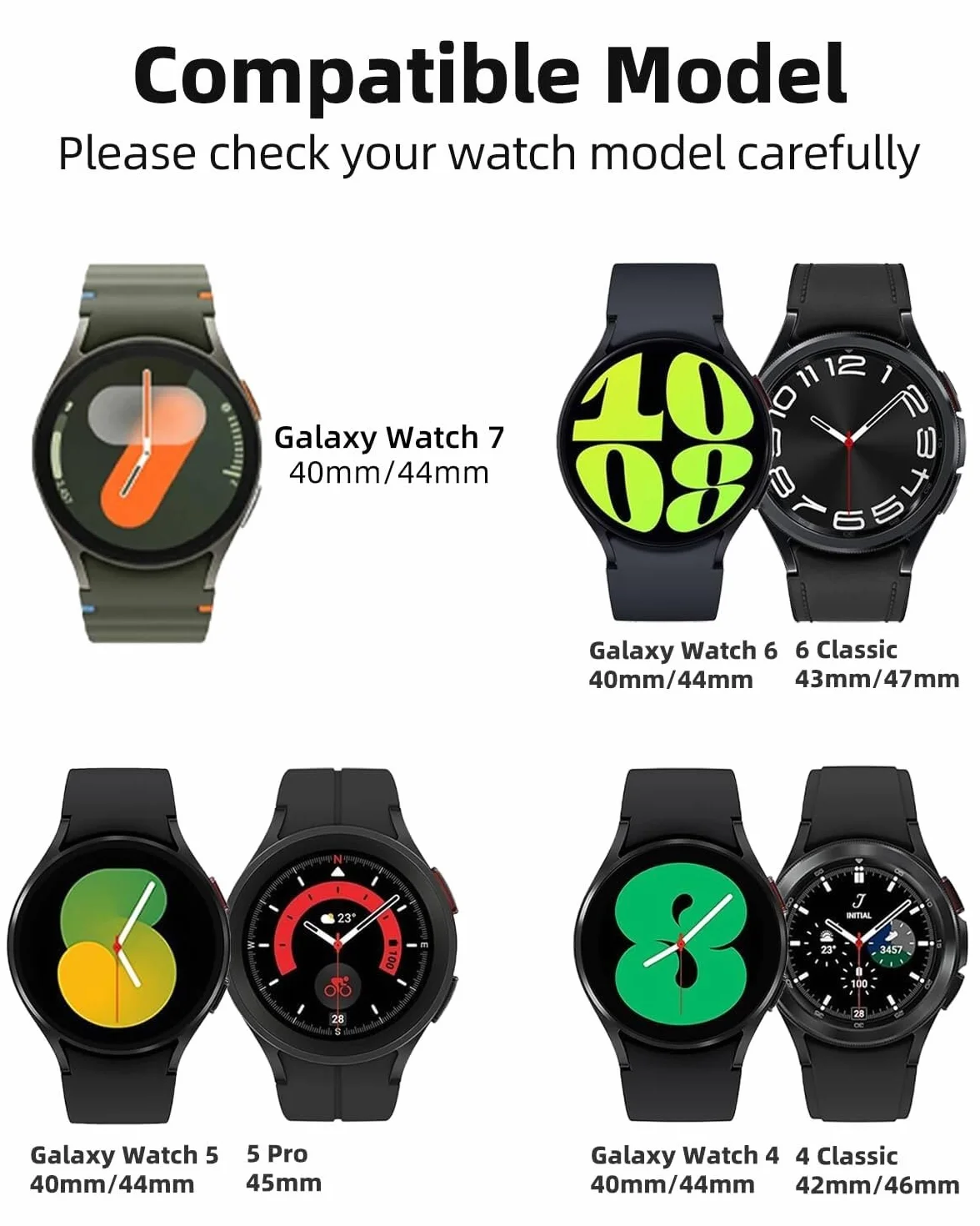 Do Galaxy Watch 6 40 mm 44 mm/Watch 6 Classic 43 mm 47 mm/Watch 5 Pro 45 mm/Watch 4 Classic 42 mm 46 mm/Watch 5/4 40 mm 44 mm, 20 mm oddychające silikonowe paski sportowe