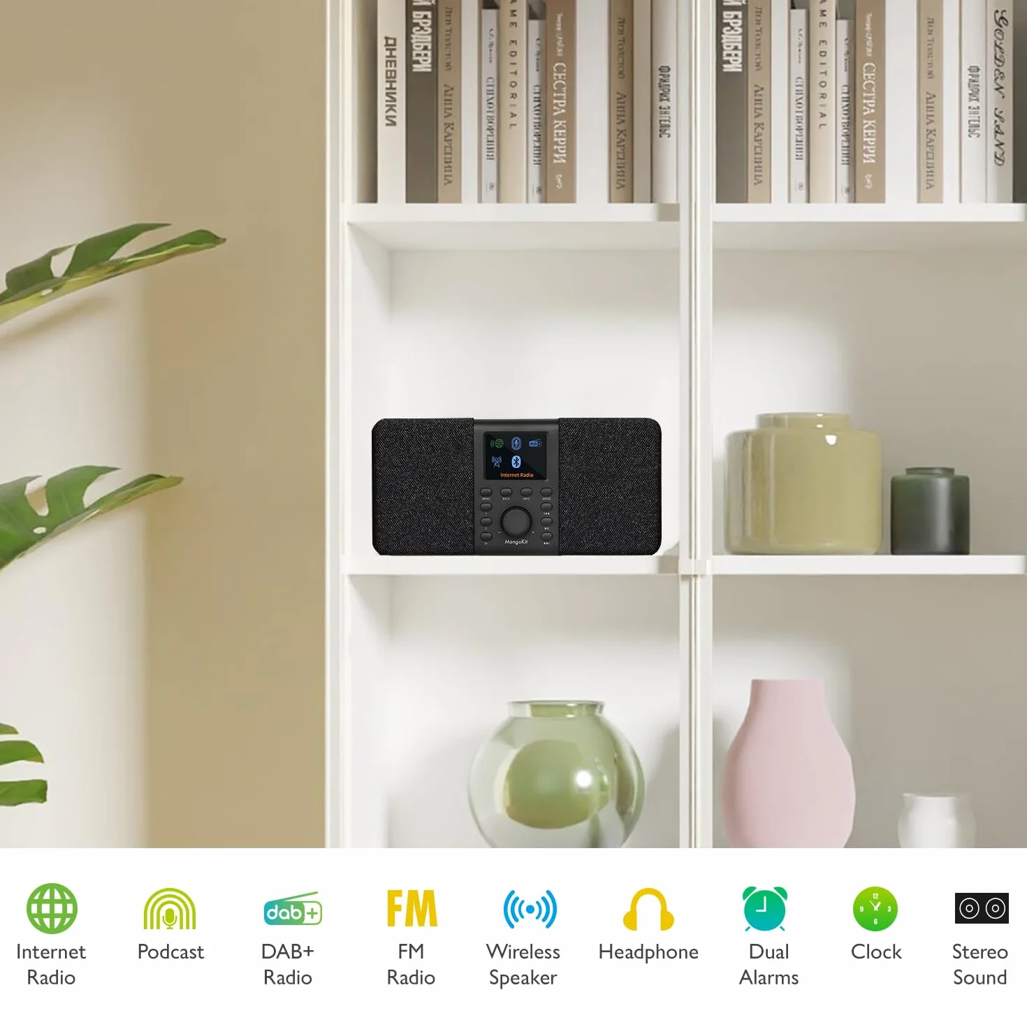 SR20 Stereo radio internetowe WLAN, DAB z Bluetooth, DAB Plus, cyfrowe, internetowe FM, kuchenne, odtwarzacz podcastów, zdalne sterowanie aplikacją, kolorowy