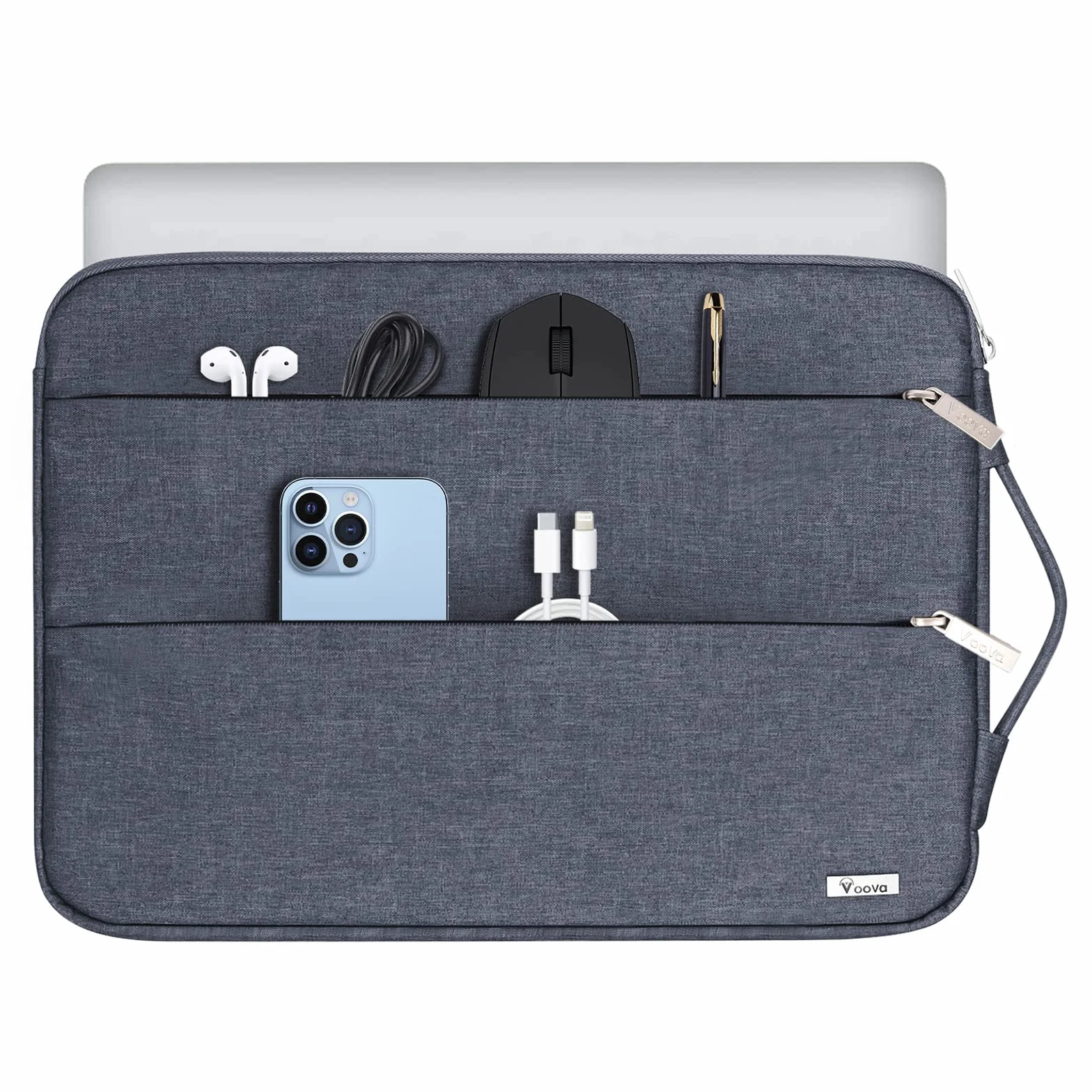 Voova Pokrowiec na laptopa wodoodporna 15 15,6 16 cali Macbook Pro HP Lenovo Acer ASUS Dell Fujitsu Gigabyte HUAWEI ciemnoszara