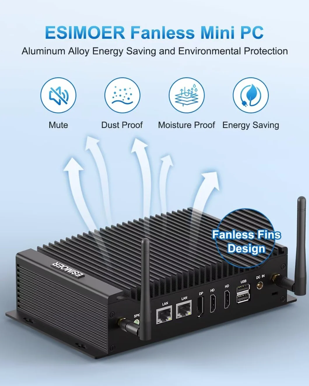 Bezwentylatorowy Mini PC Win11, Mały PC Core i7-10810U, Mini Komputer Stacjonarny, 2 LAN, 16GB RAM 512GB SSD, 2 Potrójne Wyświetlacze HD+DP 4 K, 2 COM, GPIO, WiFi, BT 4.2, 6 USB