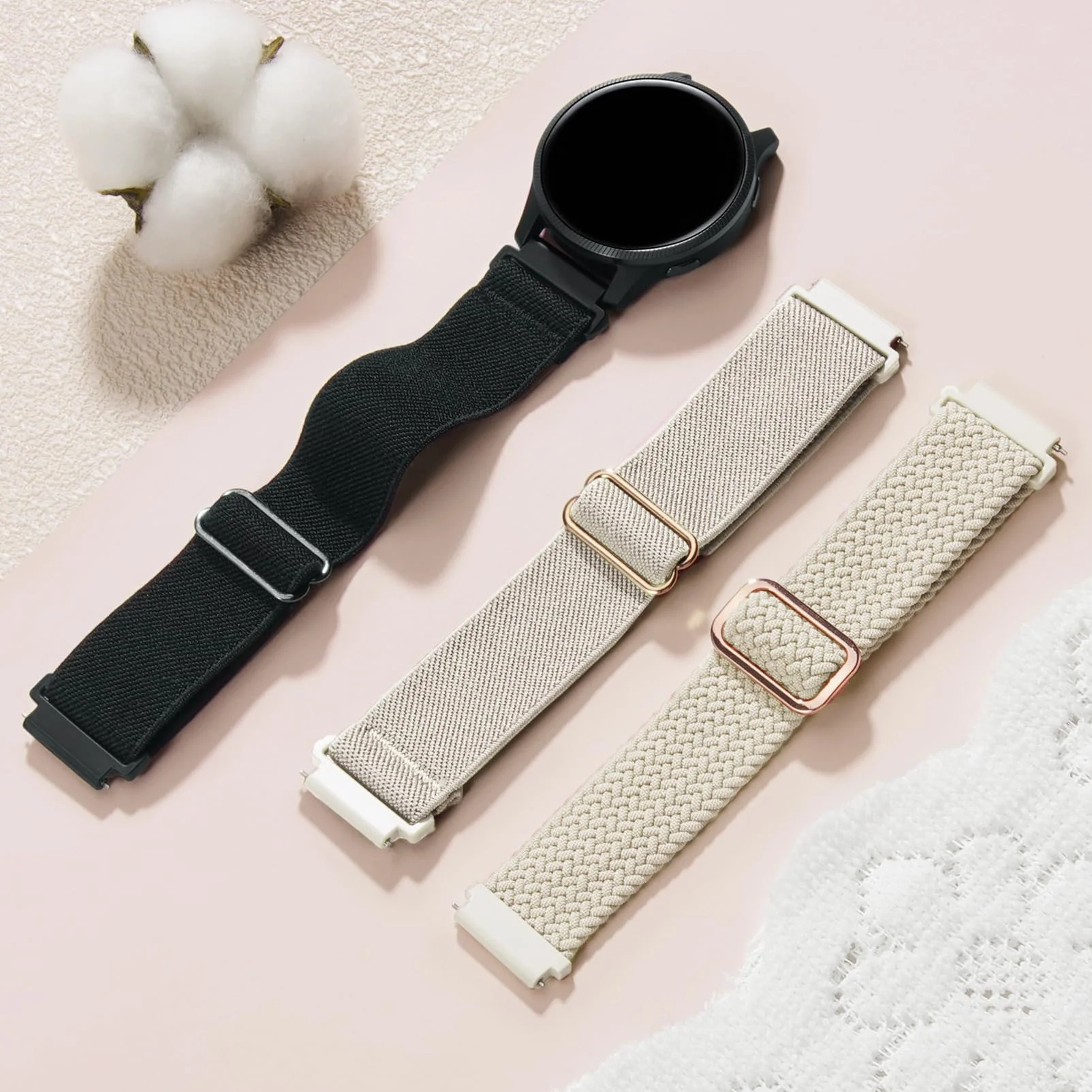 Elastyczny, nylonowy pasek do zegarka Garmin Vivoactive 4 Band/ Venu 2/ Venu 3, pleciony pasek typu loop, 22 mm, rozciągliwy, do Forerunner 945/265/255/255 Music, dla mężczyzn i kobiet