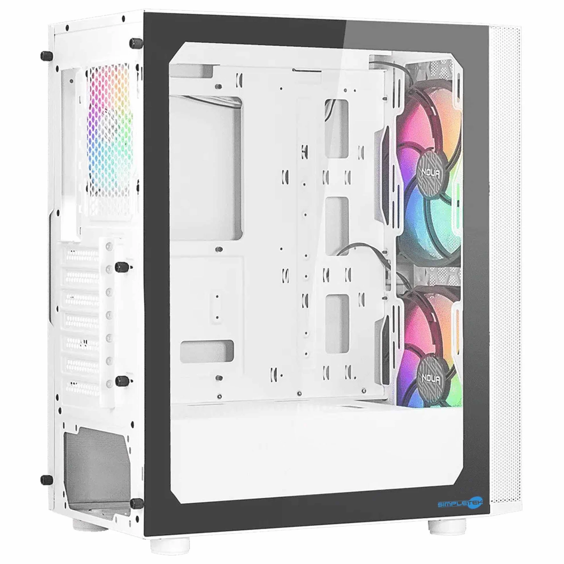 SIMPLETEK - Obudowa RGB biała - kompatybilna z Noua Orizon M111 | E-ATX m-ATX mini-ITX ATX - 2x 3,5" - 1x 2,5" | bez zasilacza