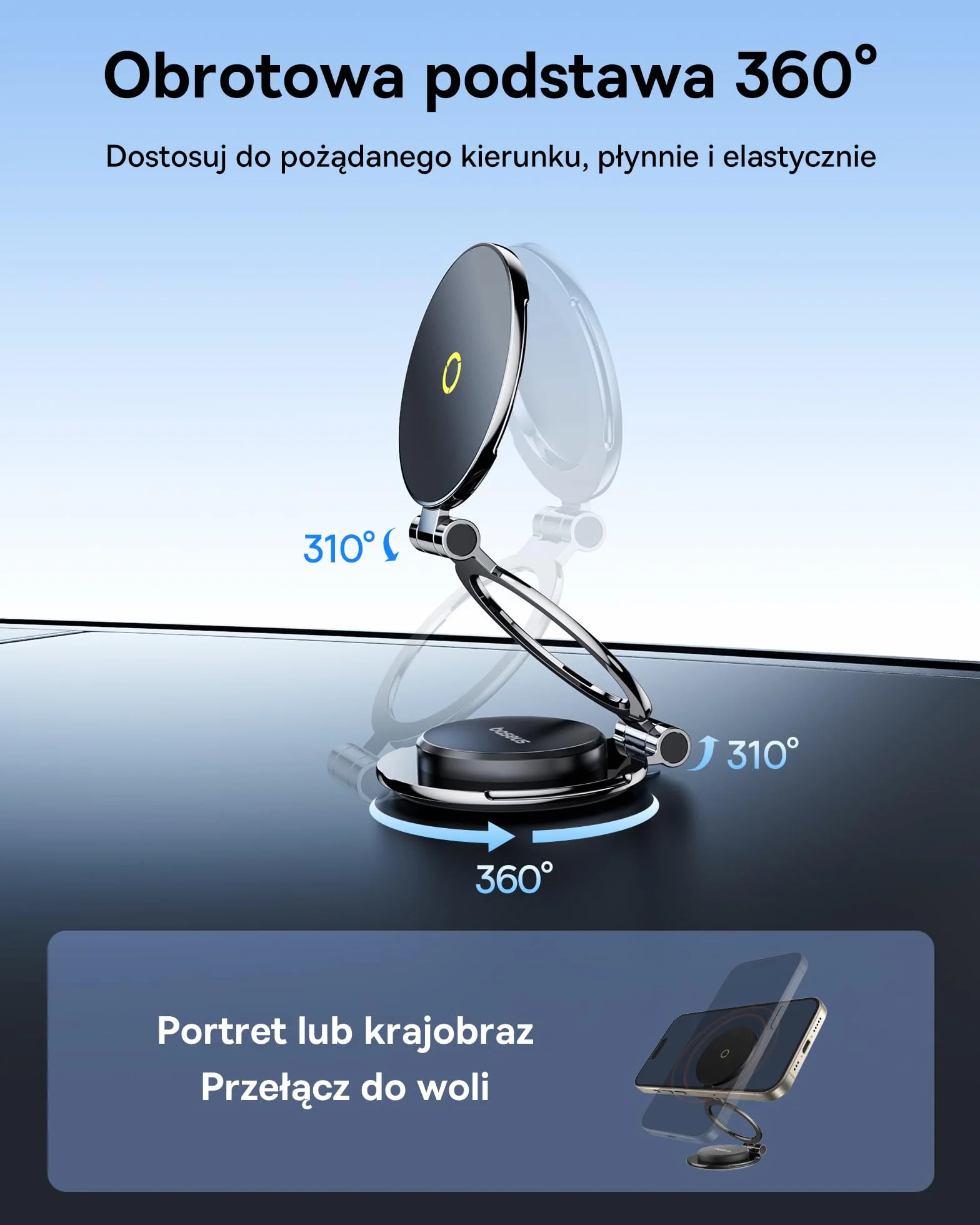 Baseus MagPro II uchwyt samochodowy na telefon komórkowy magnetyczny, [w pełni metalowy] [20x magnesy N56] [obracany o 360° i wysuwany] uchwyt MagSafe na telefon komórkowy, do iPada, iPhone 12-16