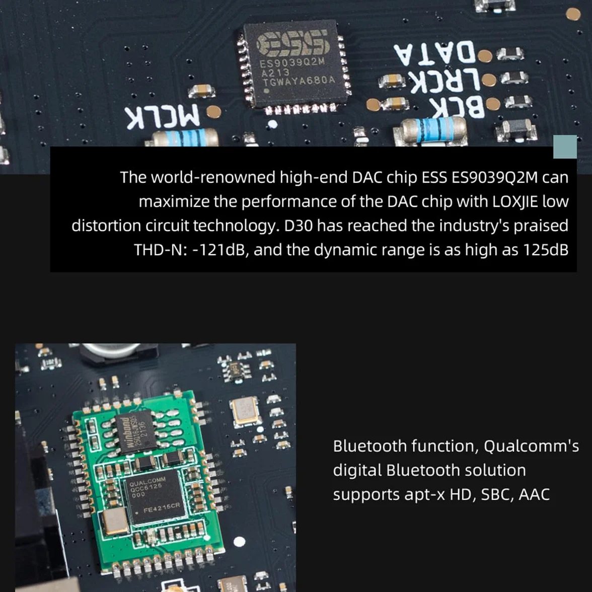 LOXJIE D30 2024 (ulepszony) dekoder audio wzmacniacz słuchawkowy 1,5 Wx2 zasilanie słuchawek oddzielne słuchawki i wyjście liniowe ES 9039 Q2M chip Bluetooth 5.1 MQA pełne dekodowanie możliwość