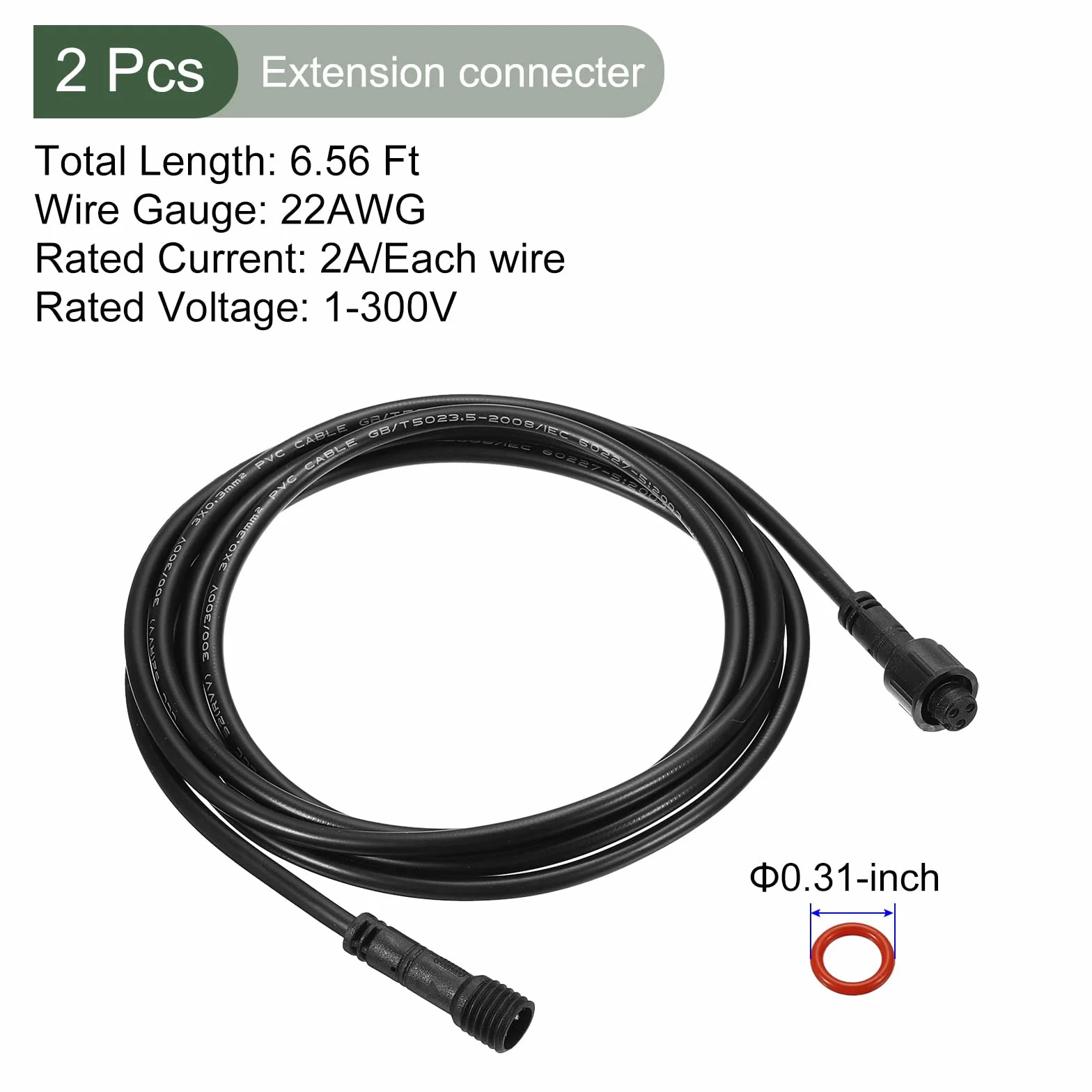 YOKIVE 3-pinowy kabel przedłużający 15 m czarny do LED samochodu ciężarówki łodzi