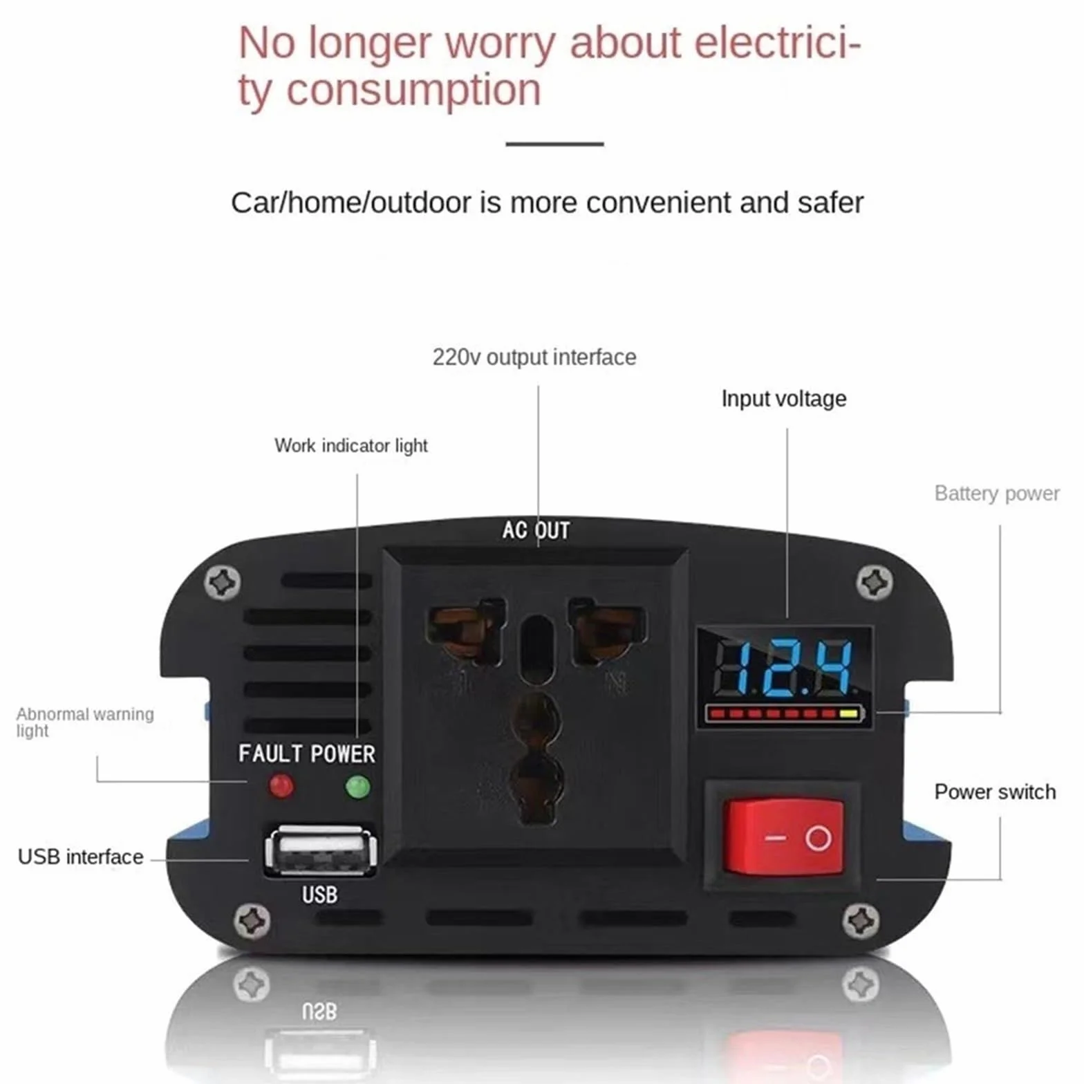 Zmodyfikowany falownik sinusoidalny 12V 220 falownik 12v do 220 konwerter falownik sinusoidalny przetwornica napięcia samochodowego zasilacz(1200W,12V)