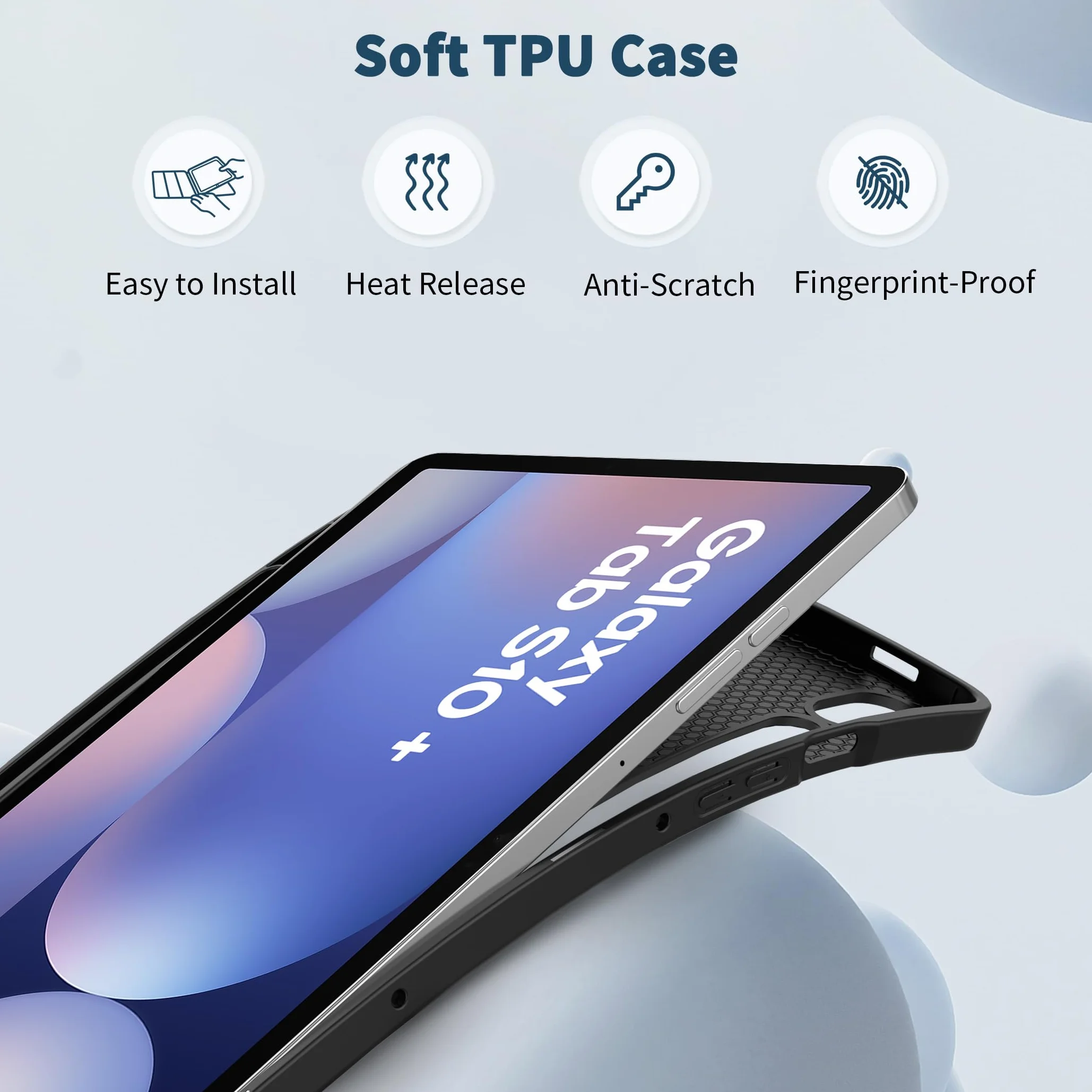 EasyAcc Etui do Samsung Galaxy Tab S10+, Galaxy Tab S9 FE+/S9 Plus 12,4 cala z uchwytem S Pen - ultra cienkie z funkcją stojaka Slim PU skórzane etui ochronne, niebieskie gwiazdy
