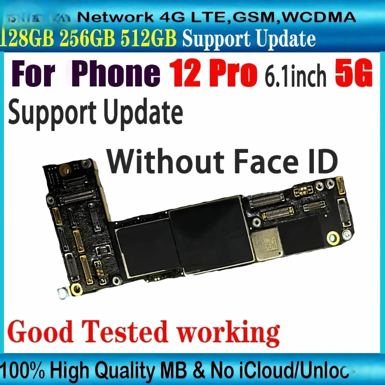 Płyta główna 12 Pro 128 GB 256 GB 512 GB Karta logiczna Face ID | 8 GB 5 GB z dyskiem głównym lub bez(256GB NO FACE ID)
