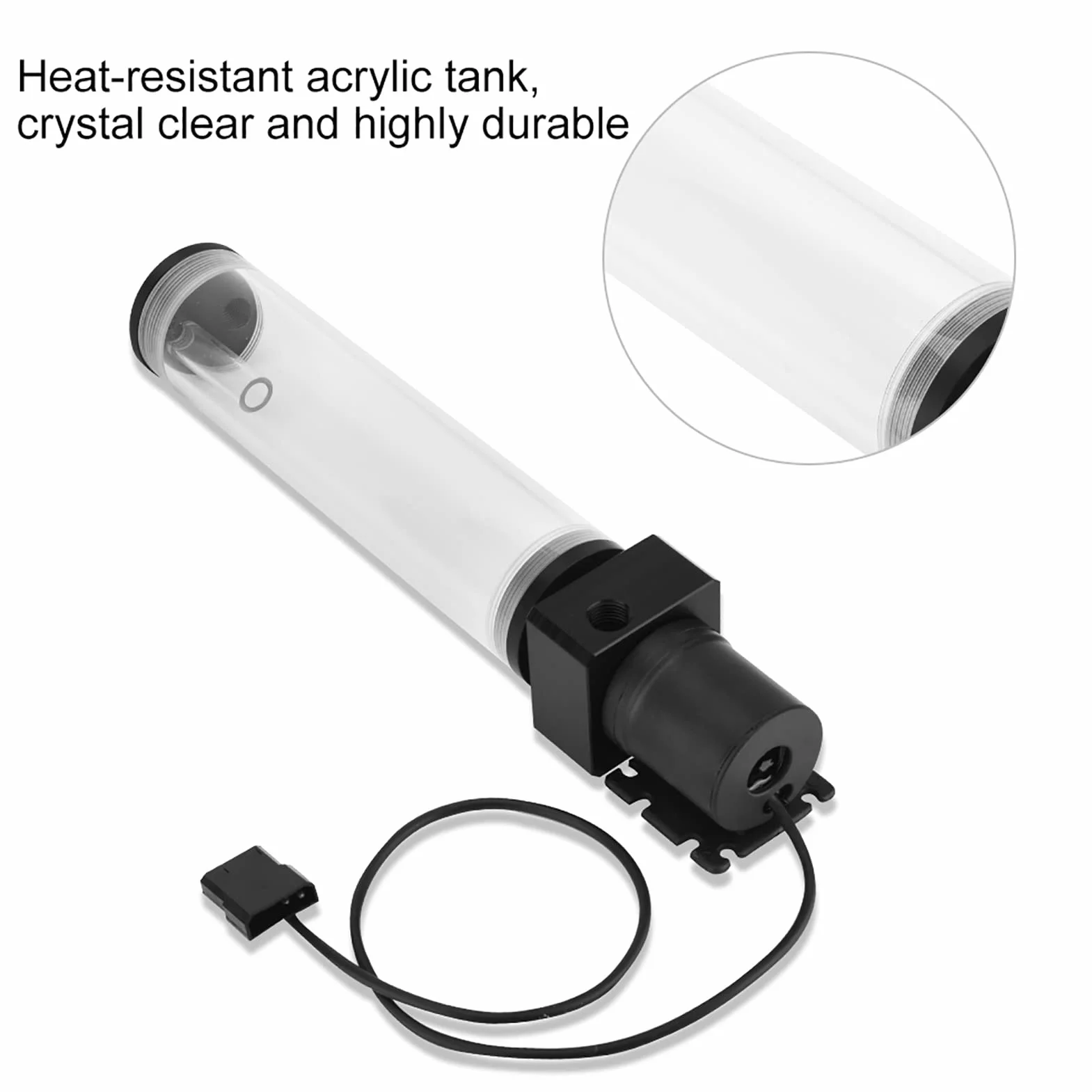 Zbiornik chłodzący wodę z pompą, Bewinner 12 V, 800 l/h, wodoodporny zbiornik na wodę i pompa G1/4, akrylowy komputer, DIY, zbiornik cylindra do chłodzenia wody, pompa 19 W, 210 mm