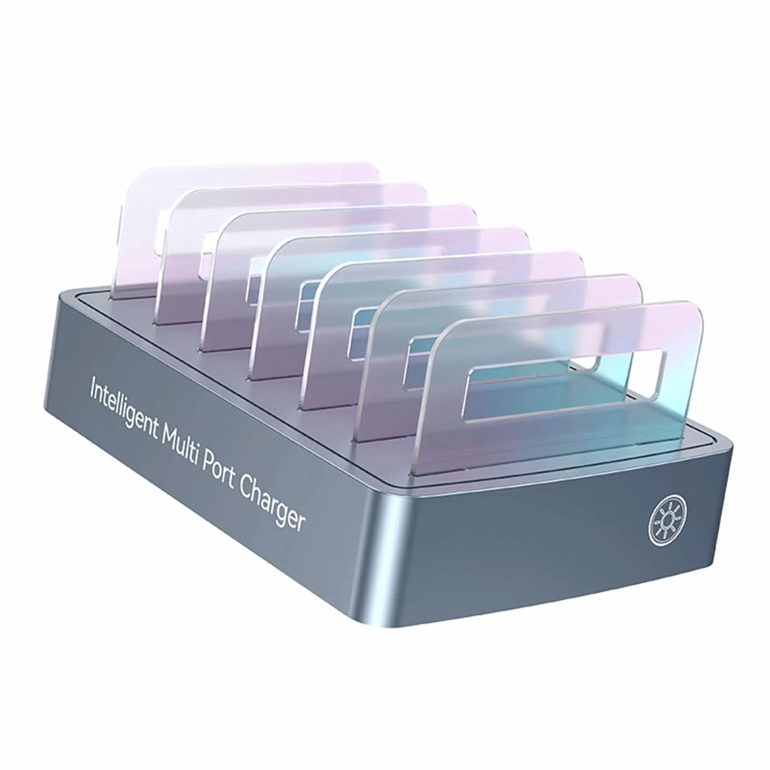 Wakects 6-portowa Stacja ładująca Przenośne ładowarki Biurkowe z mocą wyjściową PD 120 W 6 PortóW USB C, Każdy o Mocy 20 W Światło Oddechowe RGB Odłączane Gniazda na Biurko W Podróży Biurowej