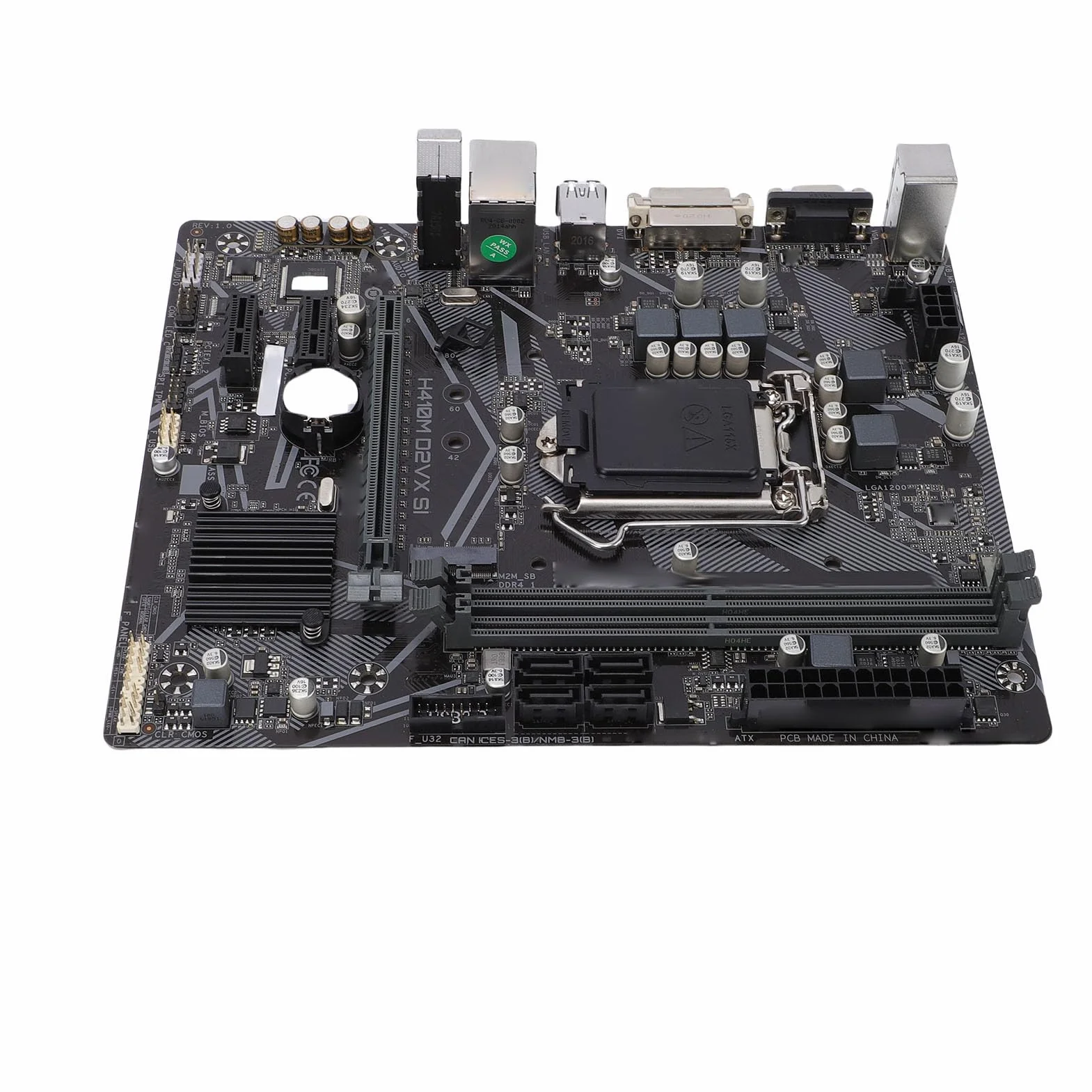 Asixxsix Płyta Główna Komputera H410M S2 M ATX, Płyta Główna Komputera PC z PCI E 3 0, Wyjście VGA DVI, 2 Gniazda DDR4 DIMM Pasujące do Procesorów CPU LGA 1200 10. Generacji