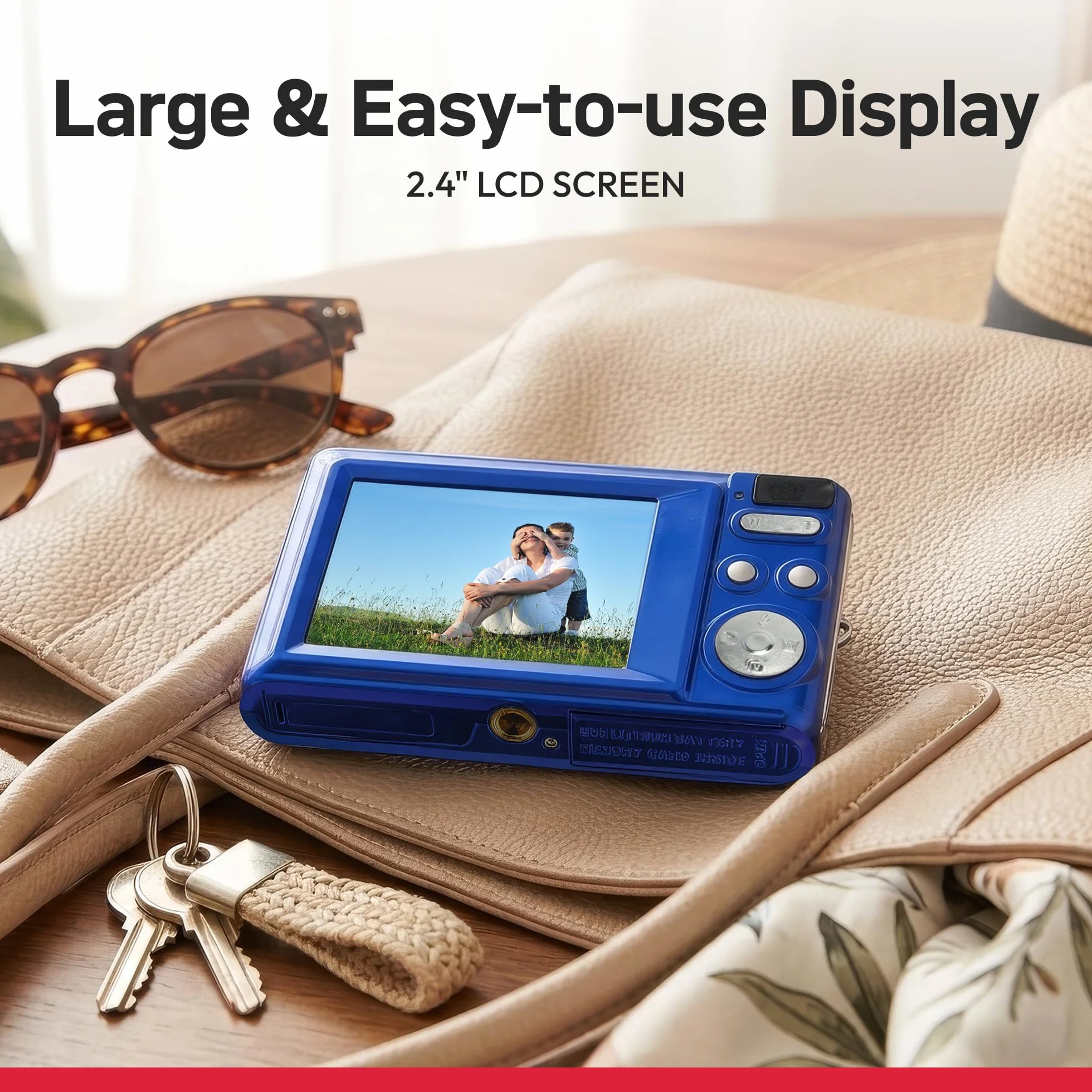 AGFA Realishot DC5500 - kompaktowy aparat cyfrowy, 24 MP, 2,4-calowy ekran LCD, 8-krotny zoom cyfrowy, wideo HD 720p, zewnętrzna pamięć SD, bateria litowa - czerwony