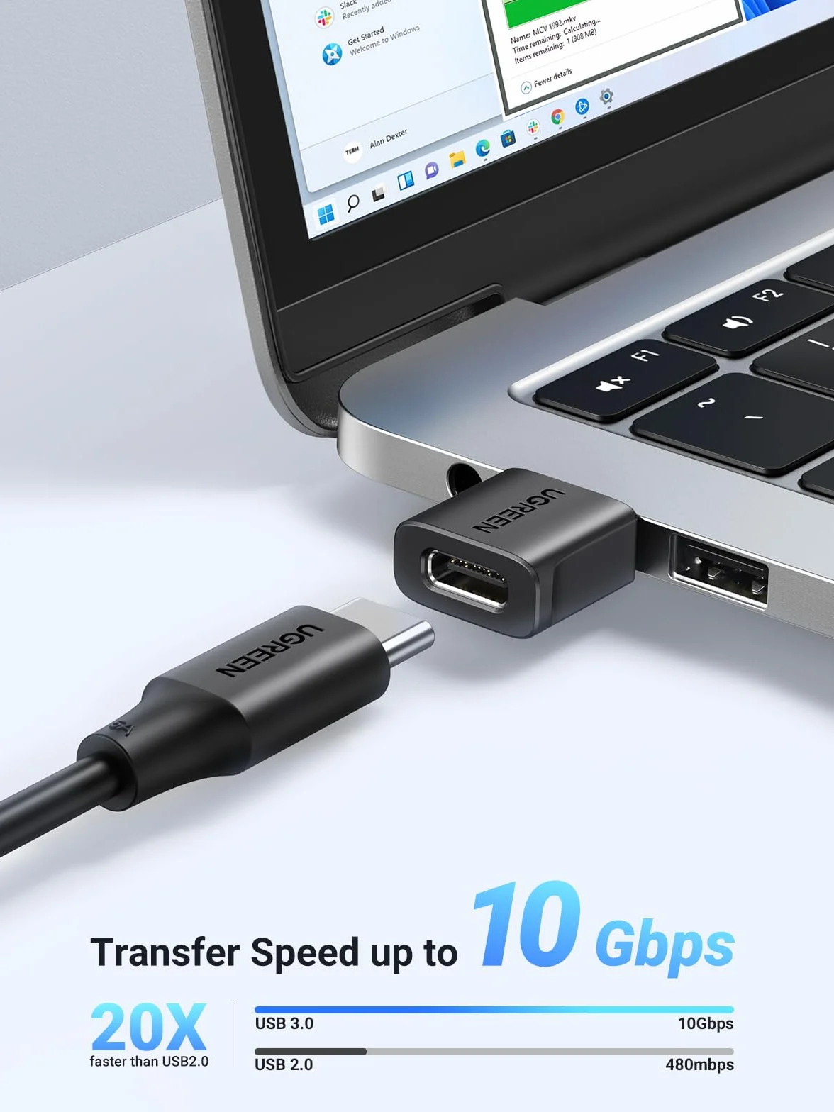 UGREEN Adapter USB C na USB 2 sztuki 10 Gbps USB A na USB C kompatybilny z iPhone 15 Pro Max iPad Galaxy S24/S23