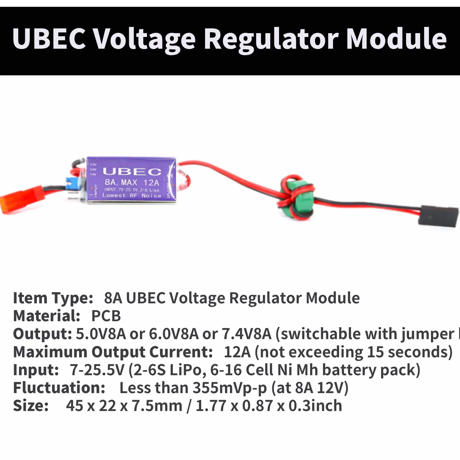 Regulator Napięcia UBEC, Zewnętrzny Regulator Napięcia RC BEC Obniżający Napięcie Moduł UBEC 5 V 6 V 7,4 V 8 A Wyjście 7 V-25,5 V Wejście, Płytka Regulatora Napięcia dla Samolotu