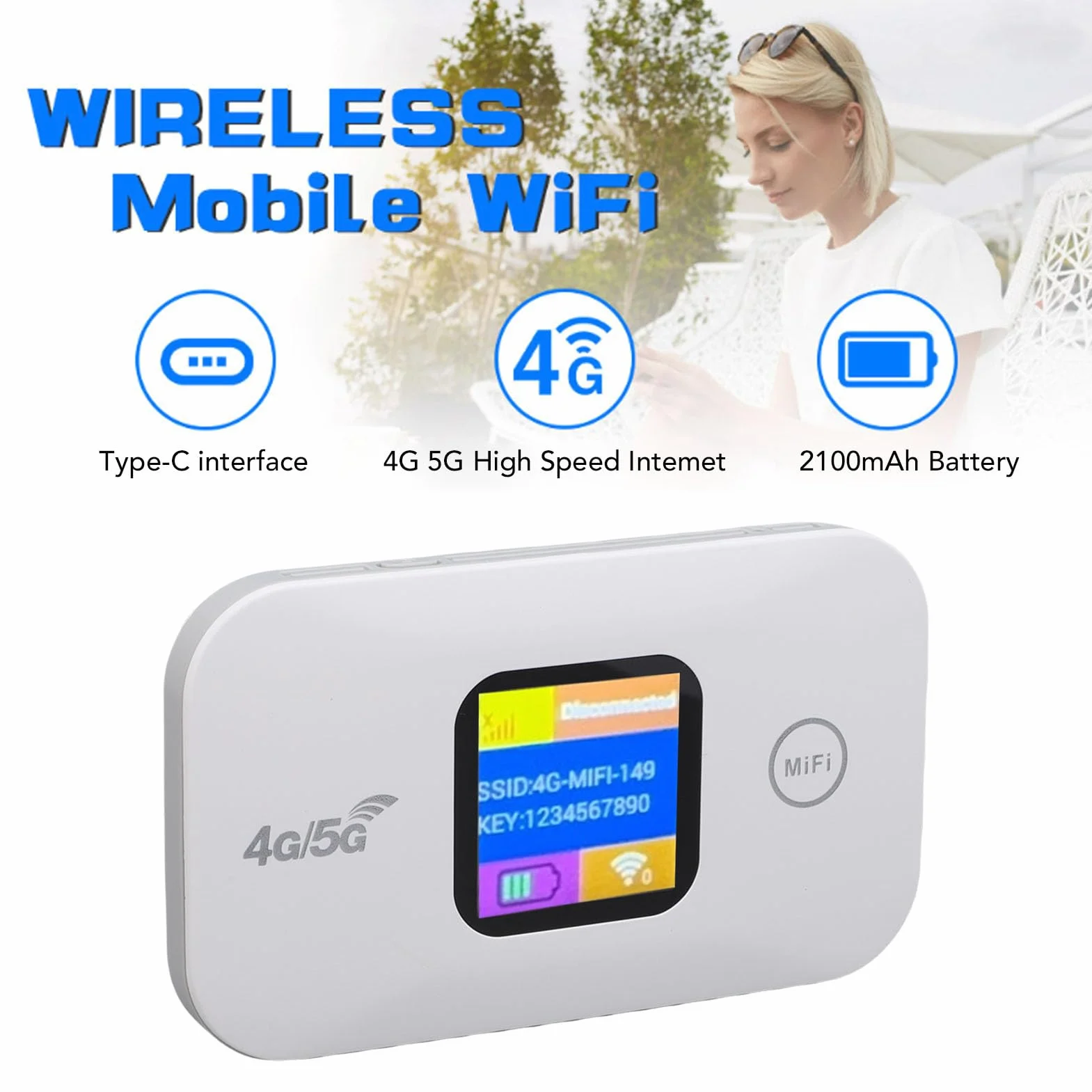 Przenośny Hotspot Wi-Fi 300 Mbps 4G Mobile Hotspot z Wyświetlaczem LED, Router do Podróży
