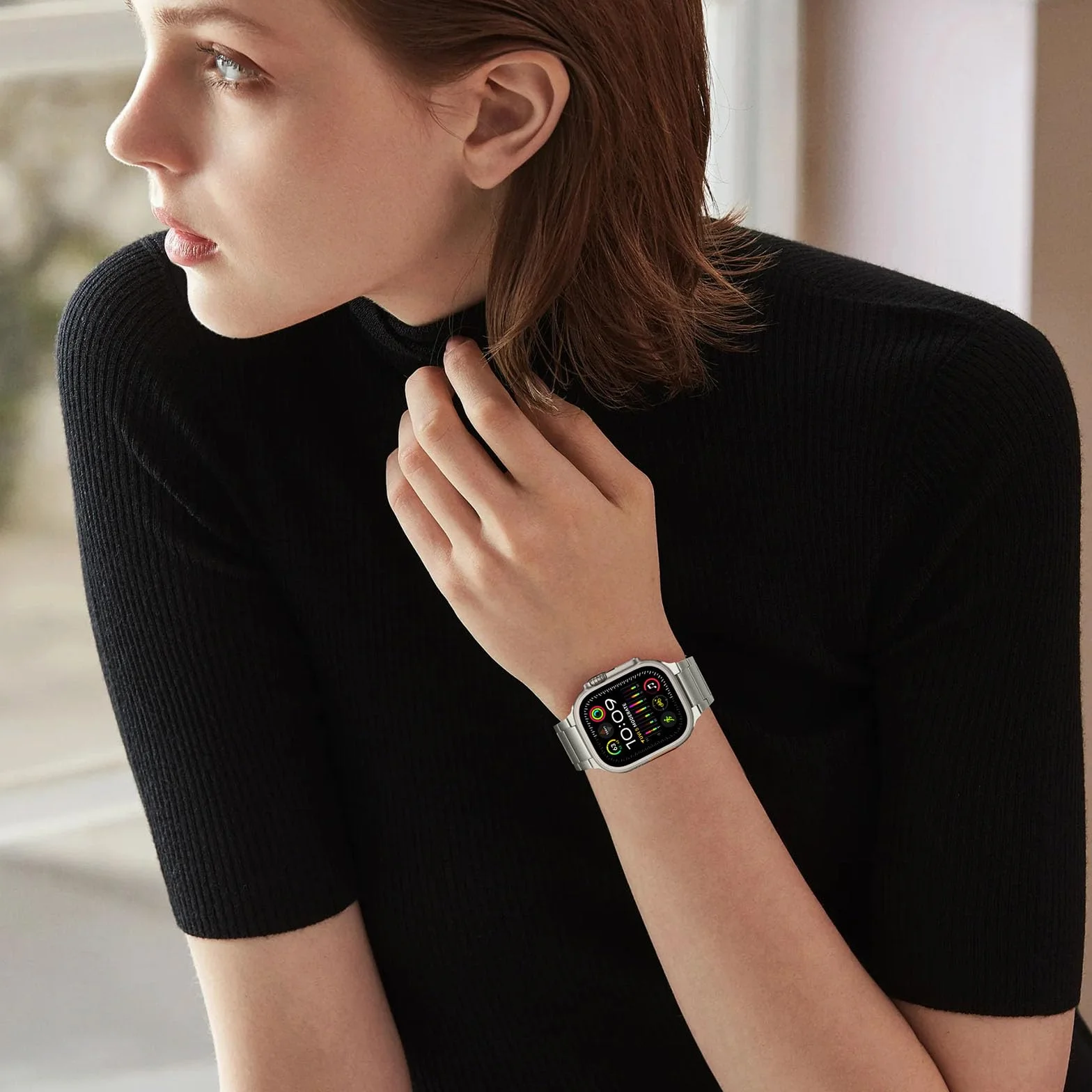 HITZEE Titanium Ultra Band kompatybilny z Apple Watch Band 49/46 (S11/10)/45/44/42, lekki tytanowy pasek ze składanym zapięciem dla mężczyzn do iWatch Ultra 3/2/1 SE 3-1 Series 11 10 9 8 7 6 5 4 3 2 1