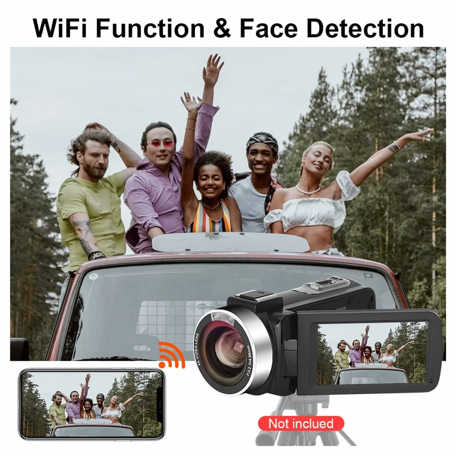 Kamera Wideo, Cyfrowa kamera kamery vlog z mikrofonem 4K wideo Ultra HD Aparat 5 6MP 3.0 Calowy ekran dotykowy vlogowania(128G SD card,K1-Red Kit)