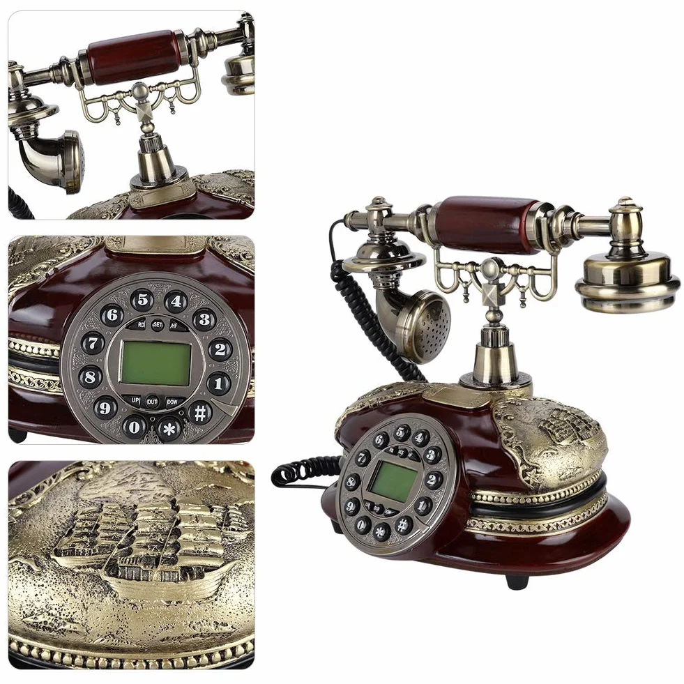 Telefon biurowy w stylu vintage, antyczny telefon ze stałą funkcją rejestracji podatkowej i identyfikatorem dzwoniącego