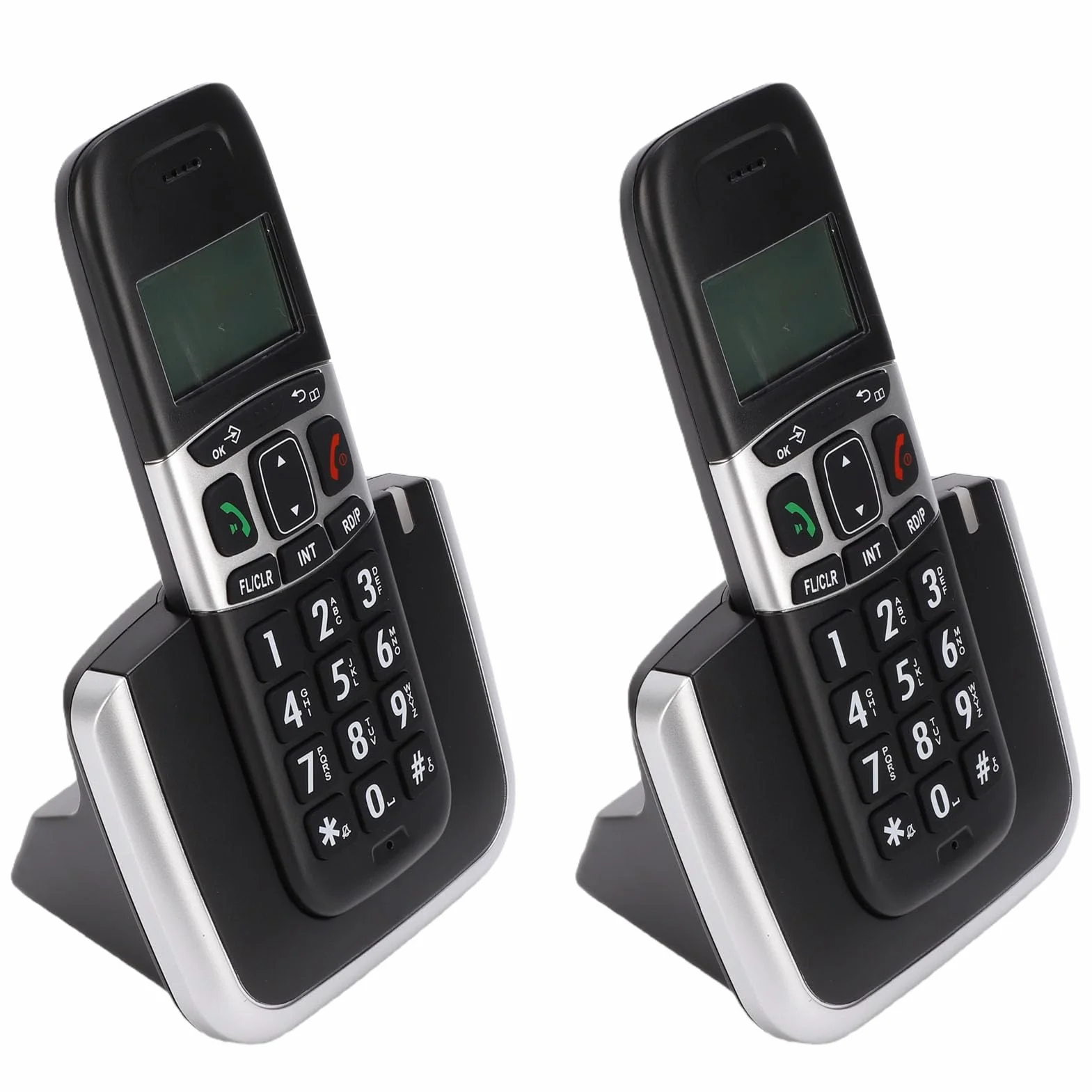Fabater Telefon Bezprzewodowy z Dwiema Słuchawkami i wygodną książką telefoniczną. Bezpieczne Rozmowy DECT 6.0 do Użytku osobistego. ABS Trwały (wtyczka UE)