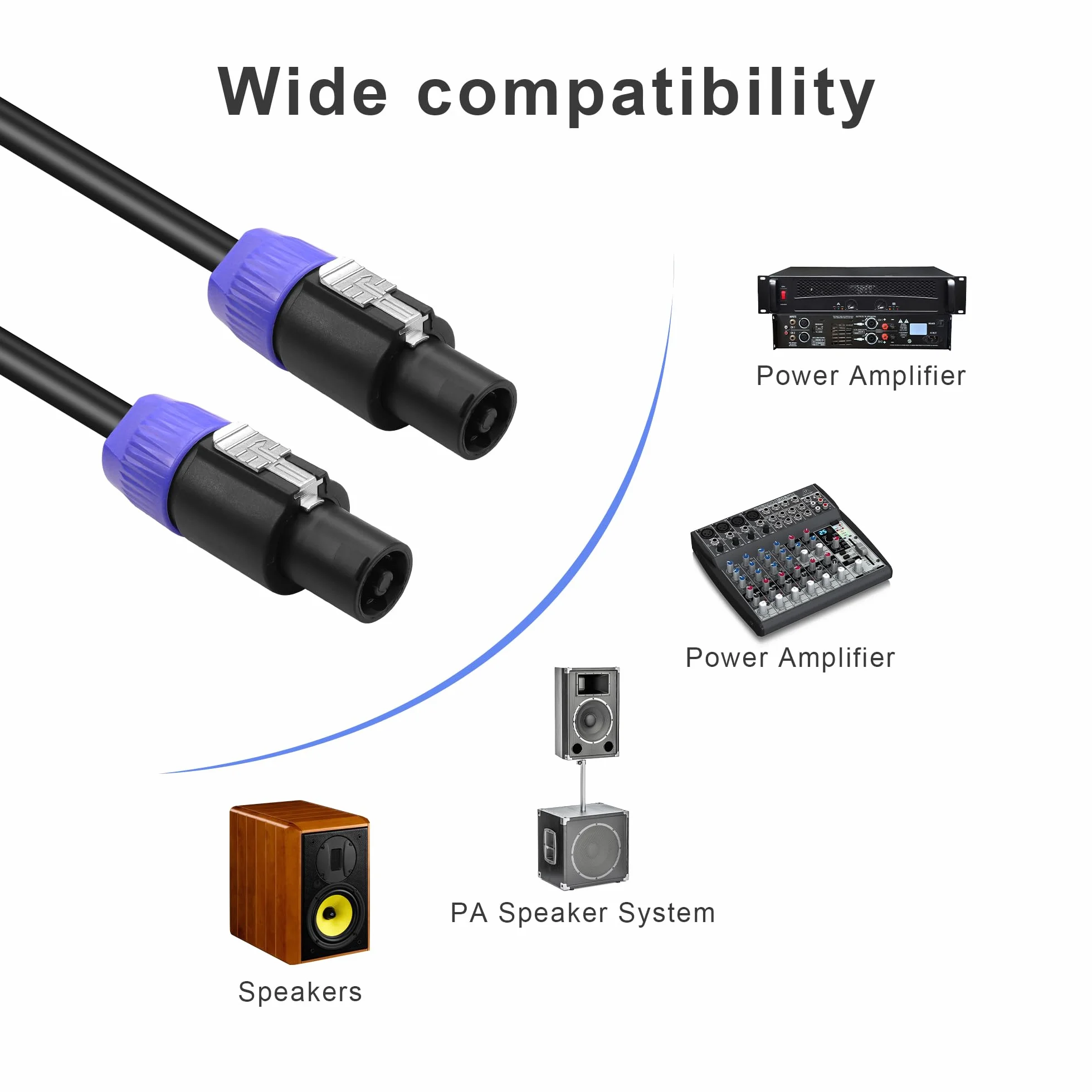 Speakon Cable 12AWG 2 Pin NL2FC Speaker męski na męski 2M