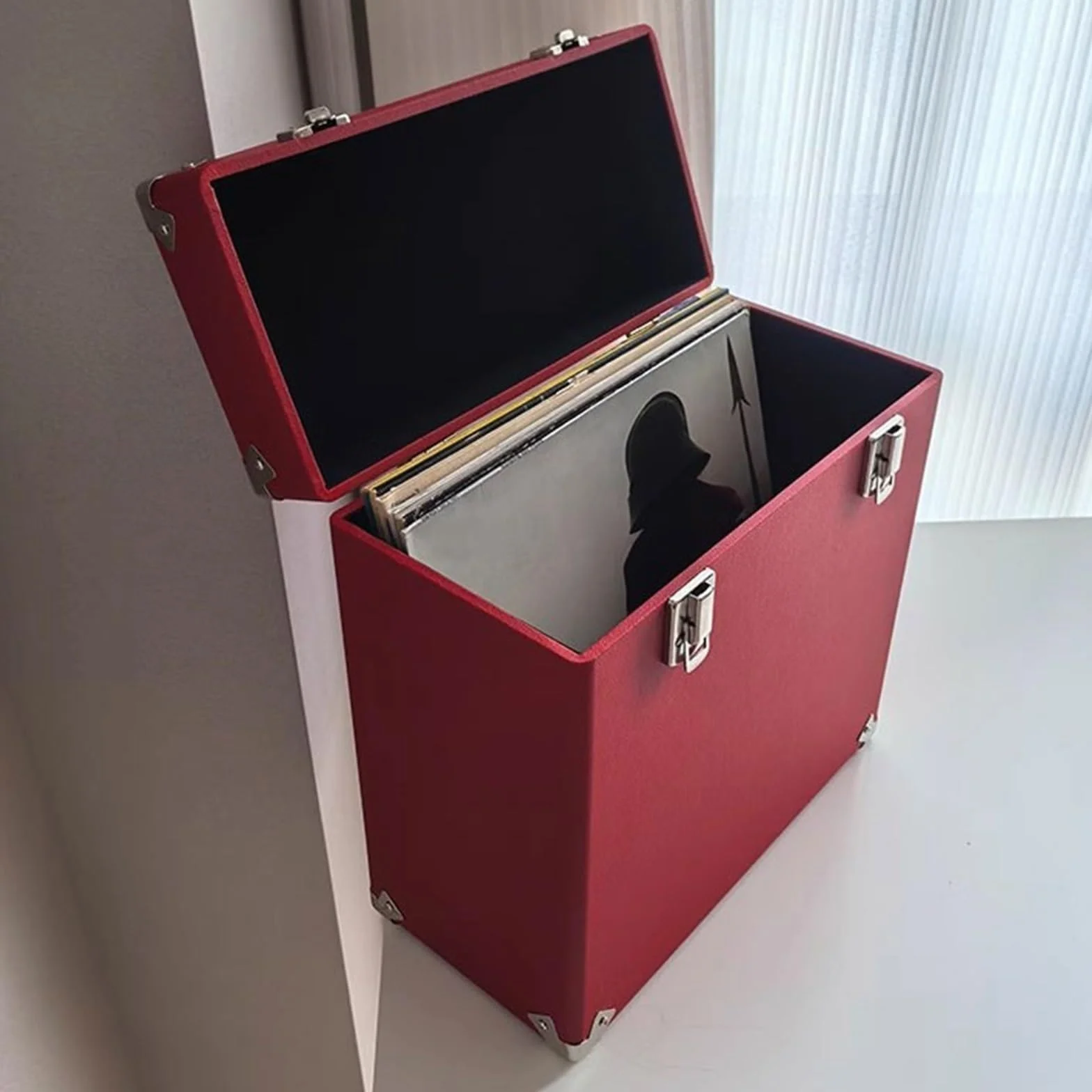 Stojak na płyty Przenośne drewniane etui do przechowywania płyt winylowych, wielofunkcyjne, skórzane pudełko na albumy CD przechowywania