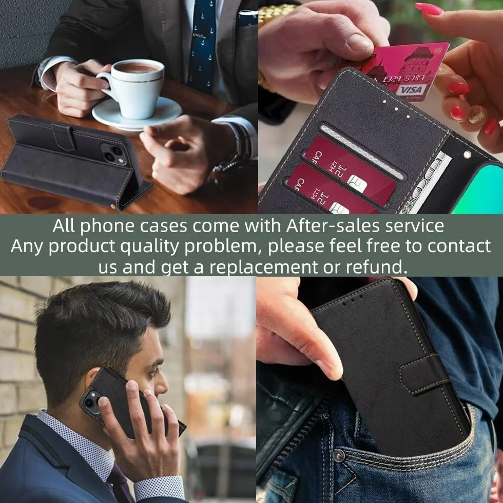 RankOne Etui do OPPO Reno12 Pro 5G / OPPO Reno 12 Pro 5G (6,7 cala), skórzane etui z klapką z portfelem, magnetyczne etui na książkę - czarne