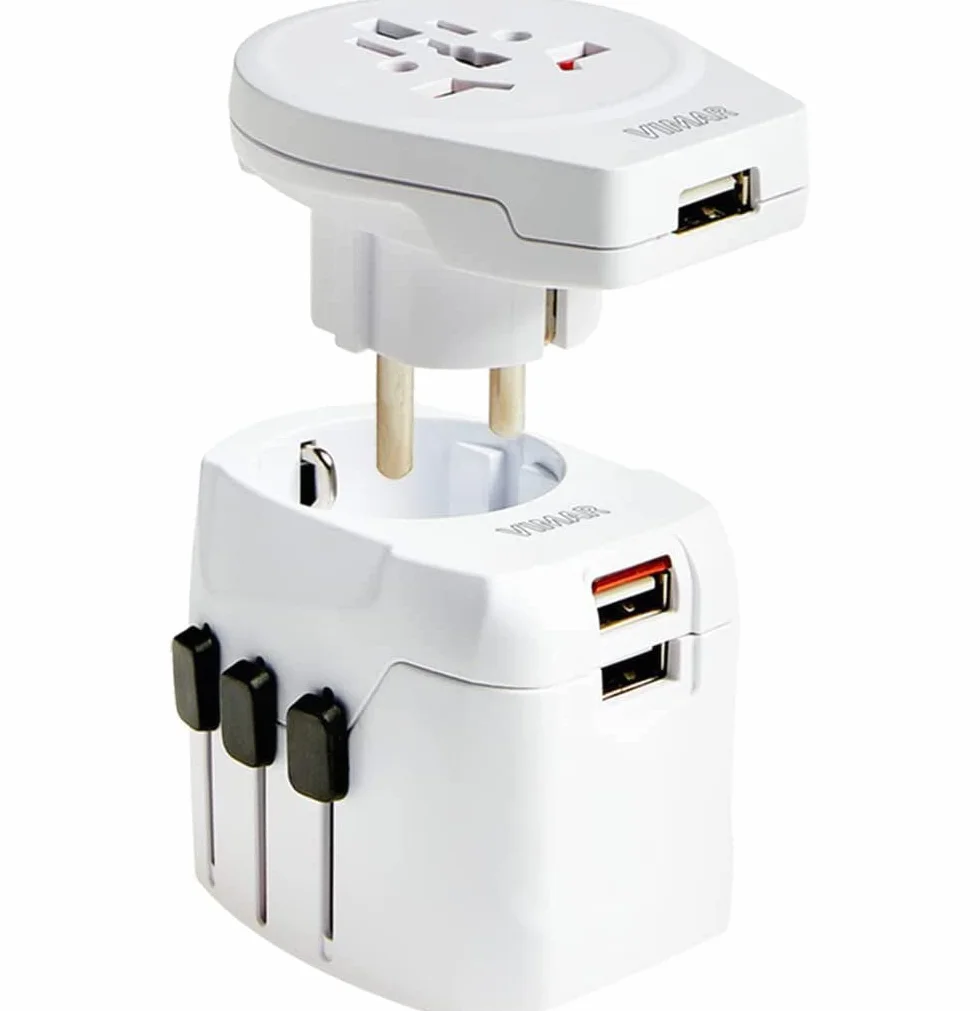 Vimar 0A32303B Uniwersalny adapter podróżny + USB biały